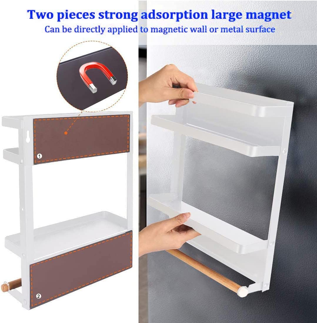Dr.BeTree Magnetic Paper Towel Holder,Magnetic Spice Rack Magnetic Spice Rack for Refrigerator Magnetic Shelf Fridge Magnet Orga