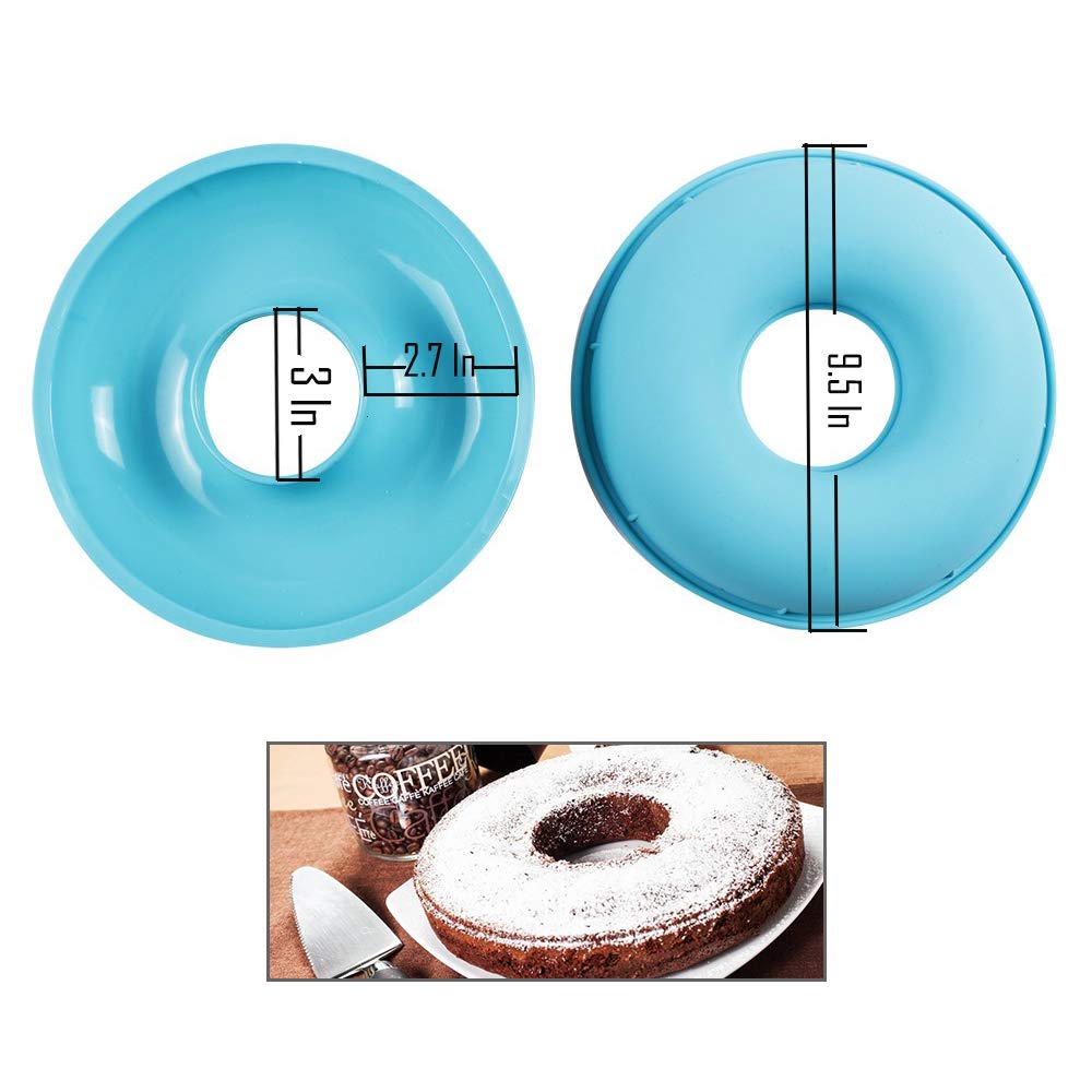 Webake Jumbo Silicone Donut Cake Pan Non-Stick Bagel Cake Mold 10 Inch Set Of 2 Halves Baking Molds