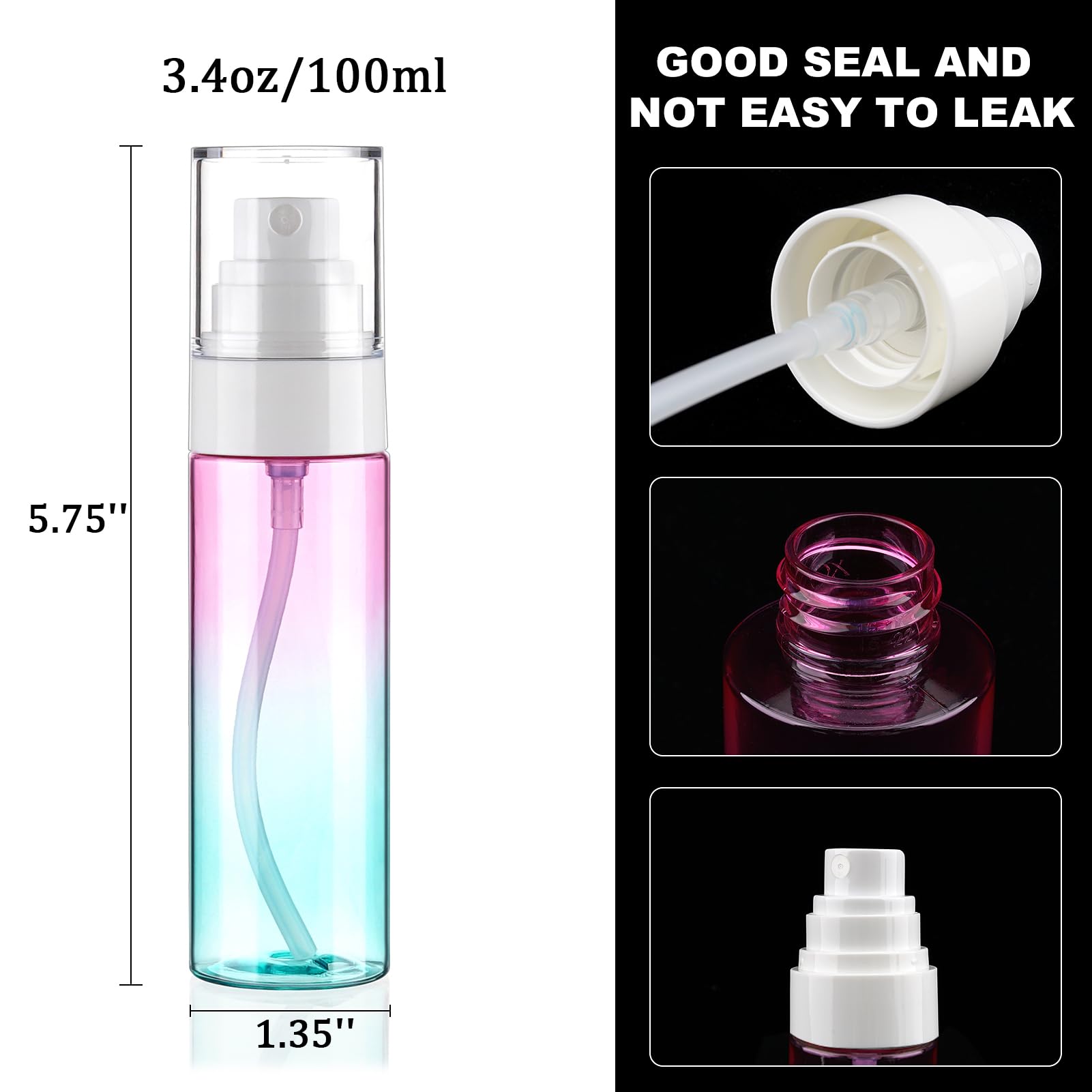 Fine Mist Spray Bottle Plastic Spray Bottles 3.4Oz/100Ml 2Pack Makeup Setting Spray Bottle Tsa Approved Empty Cosmetic Refillabl