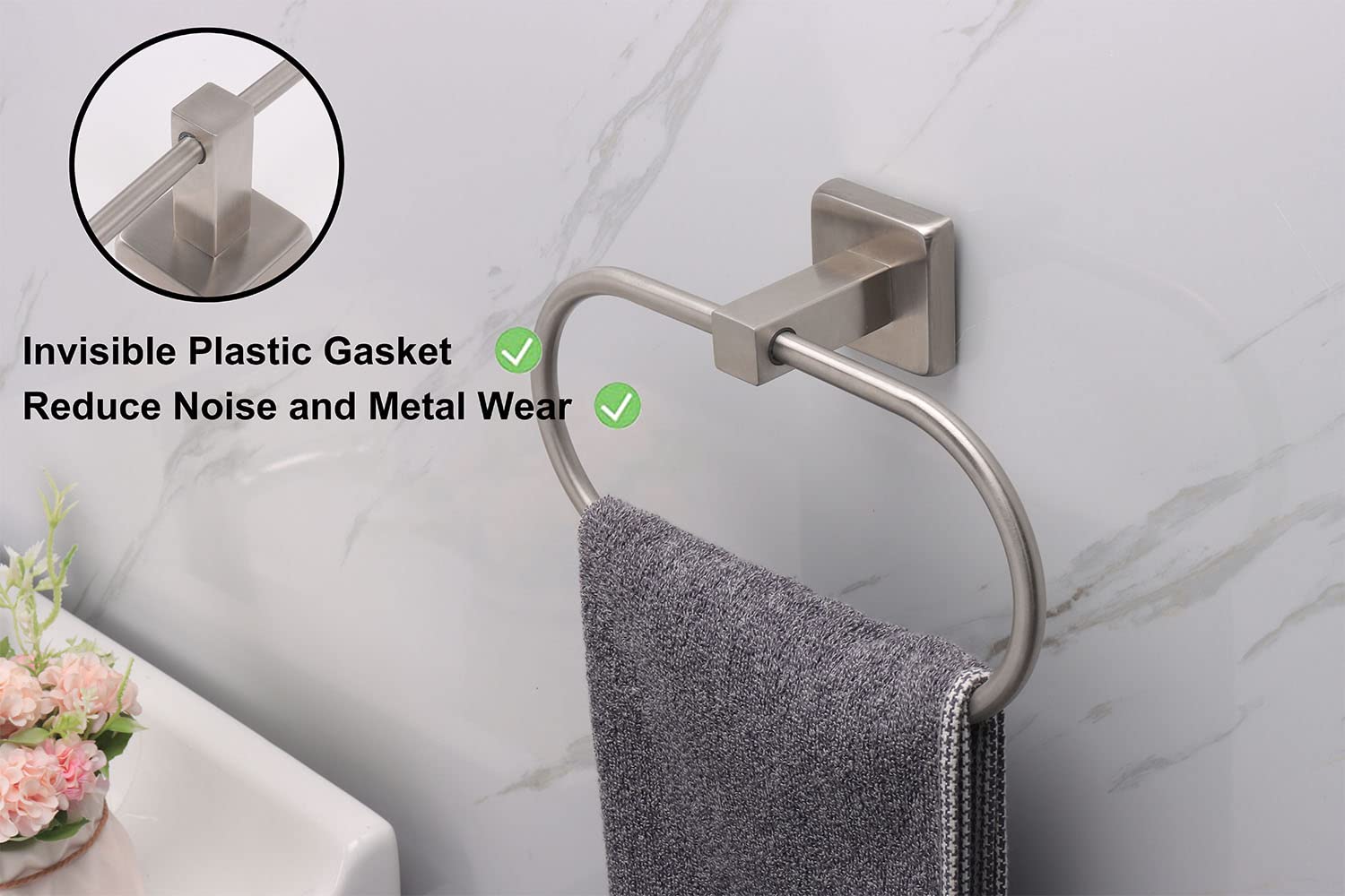 Tocten Towel Ring/Hand Towel Rack - Thicken Sus304 Stainless Steel Bathroom Hand Towel Holder Heavy Duty Unique Oval Hand Towel