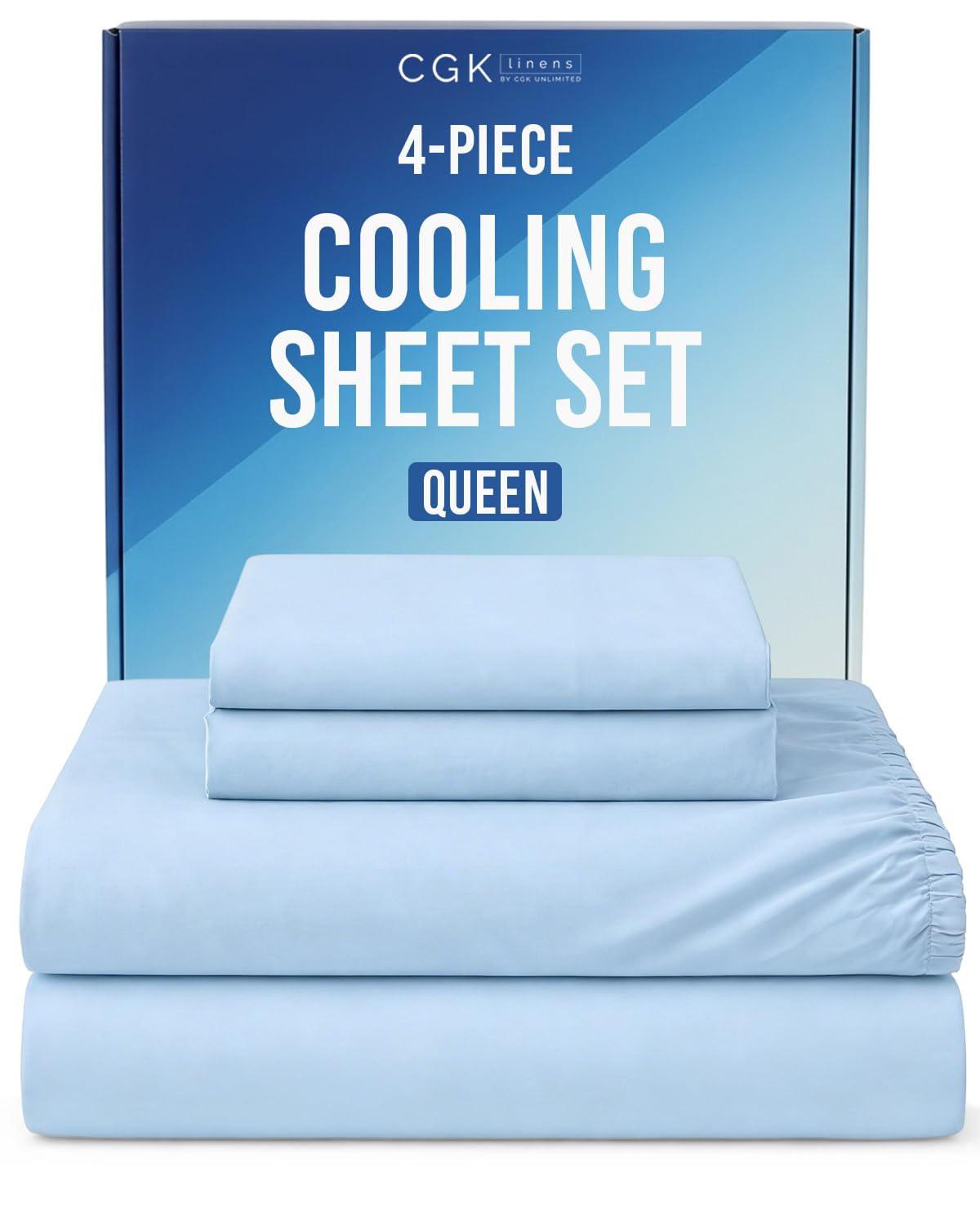 Cooling Sheets Set Queen Size  4 Piece Summer Bed Sheets For Hot Sleepers  Cooling Bedding Set  Soft, Breathable, Lightweight