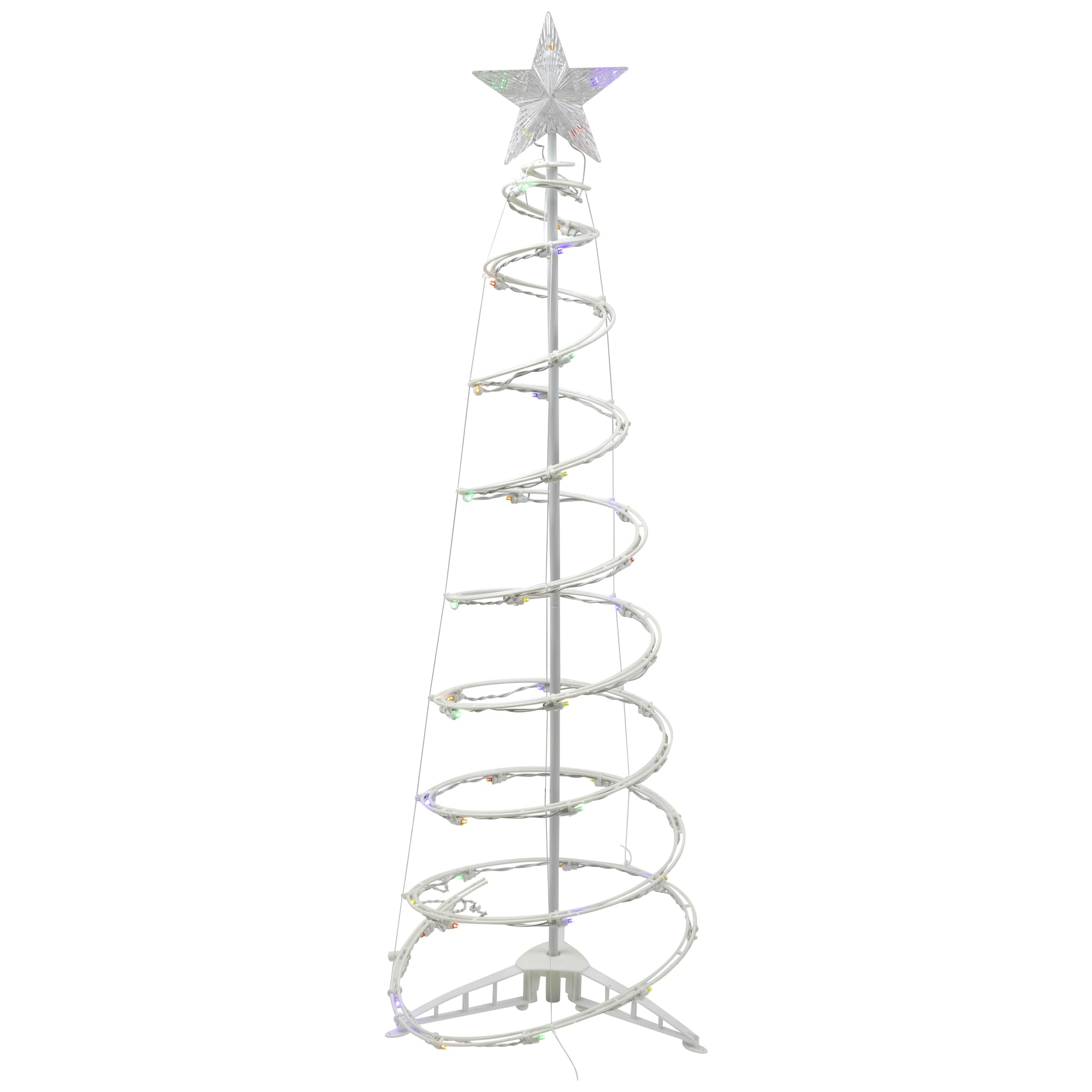 LED Lighted Spiral Outdoor Christmas Tree - 4  - Multi Lights
