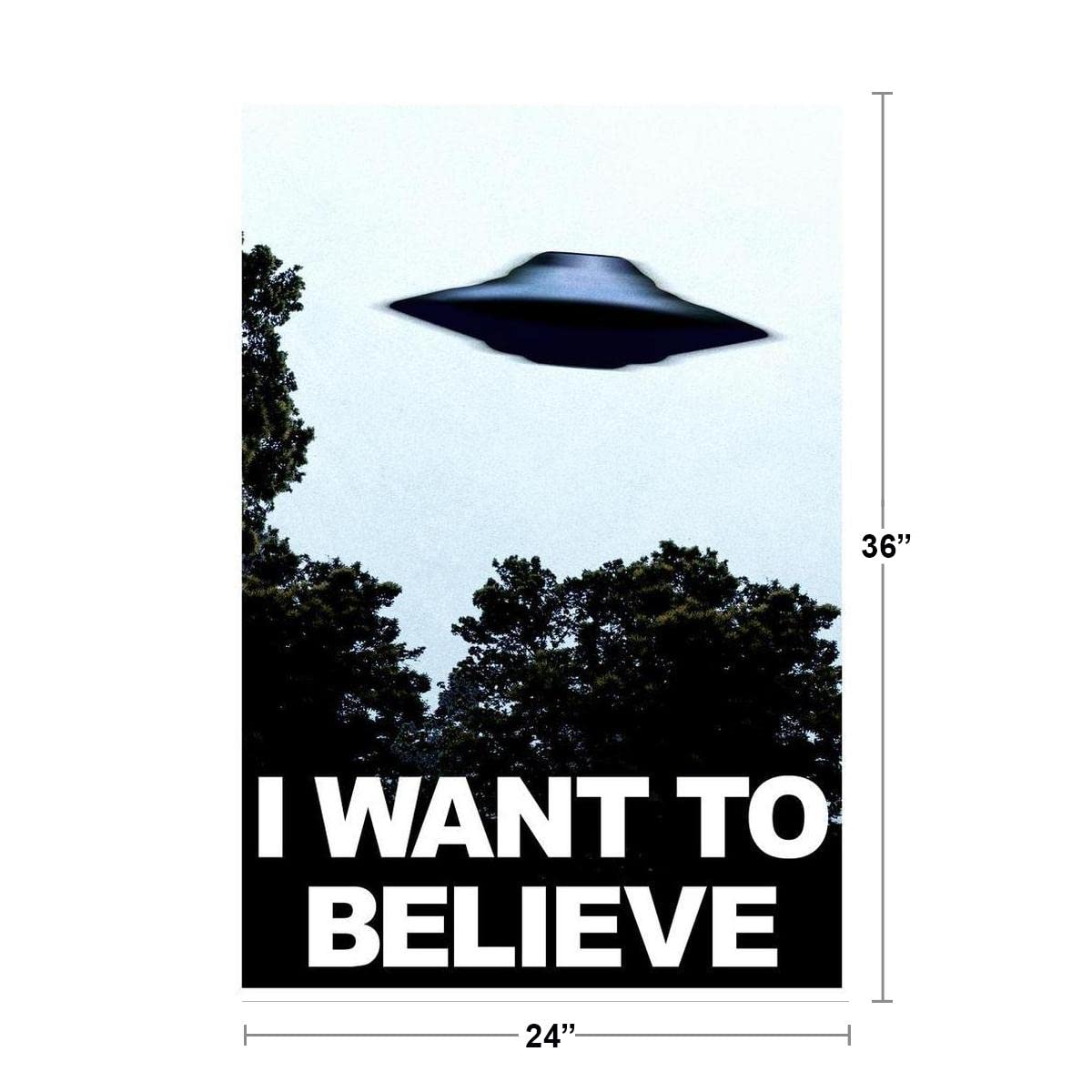 I Want To Believe Ufo Aliens Tv Show Poster Cool Blue Style Fantasy Scifi Horror Spaceship Cool Wall Art Print Poster 24X36