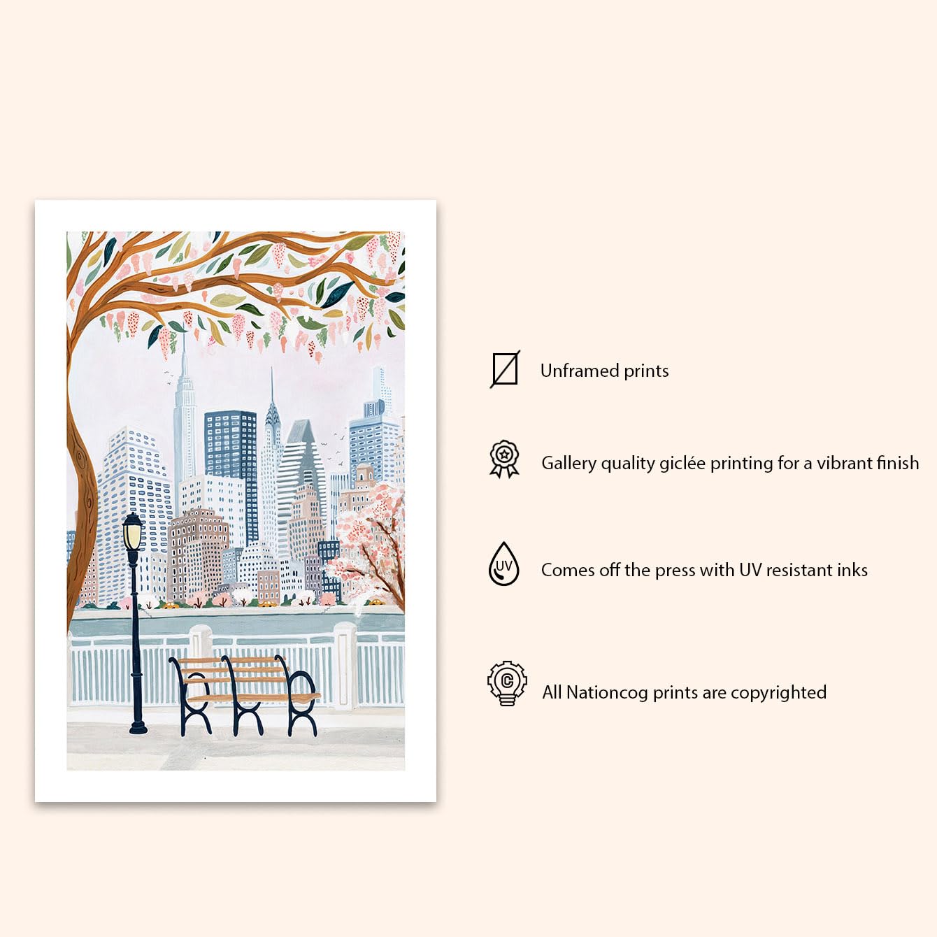 New York Art Print, Nyc Poster, Nyc Skyline, America Art Print, New York Poster, New York Gift, New York Decor, Travel Poster, H