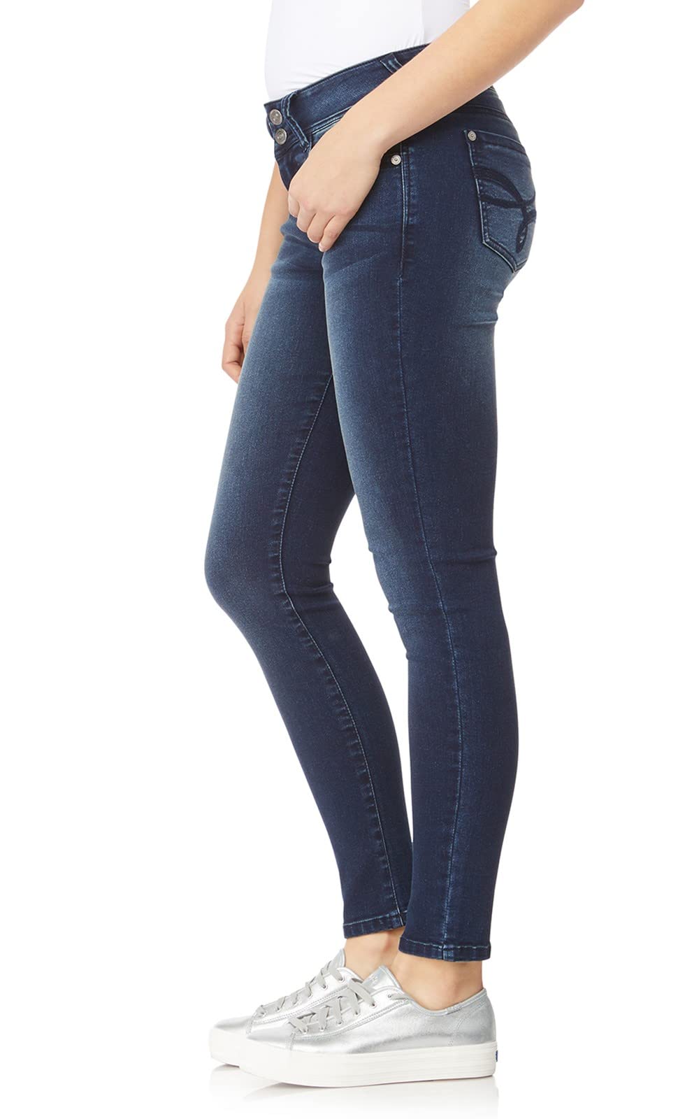 Wallflower Womens Ultra Skinny Mid-Rise Insta Soft Juniors Jeans (Standard And Plus), Shannon, 15 Short