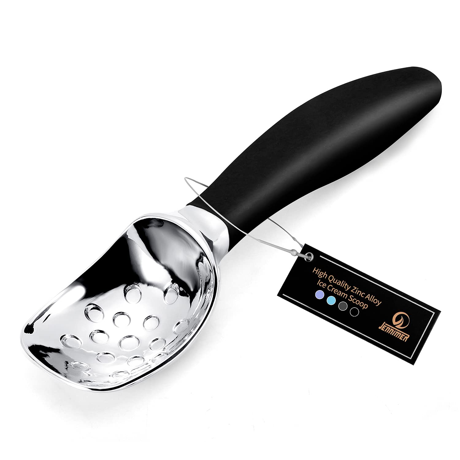 JENNIMER Professional Ice Cream Scoop with Ergonomic Anti-Slip Handle - Rust-Proof Zinc Alloy, Anti-Freeze Design for Home & Com