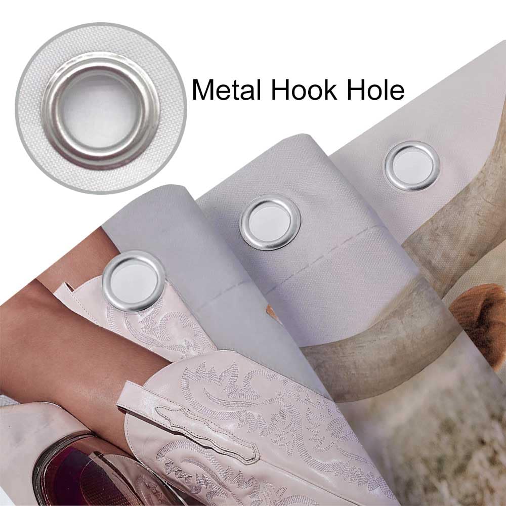 Western Boho Shower Curtain, Funny Rustic Farmhouse Cow Butterfly West Desert Cactus Cowboys Cowgirl Shower Curtain, Western Azt