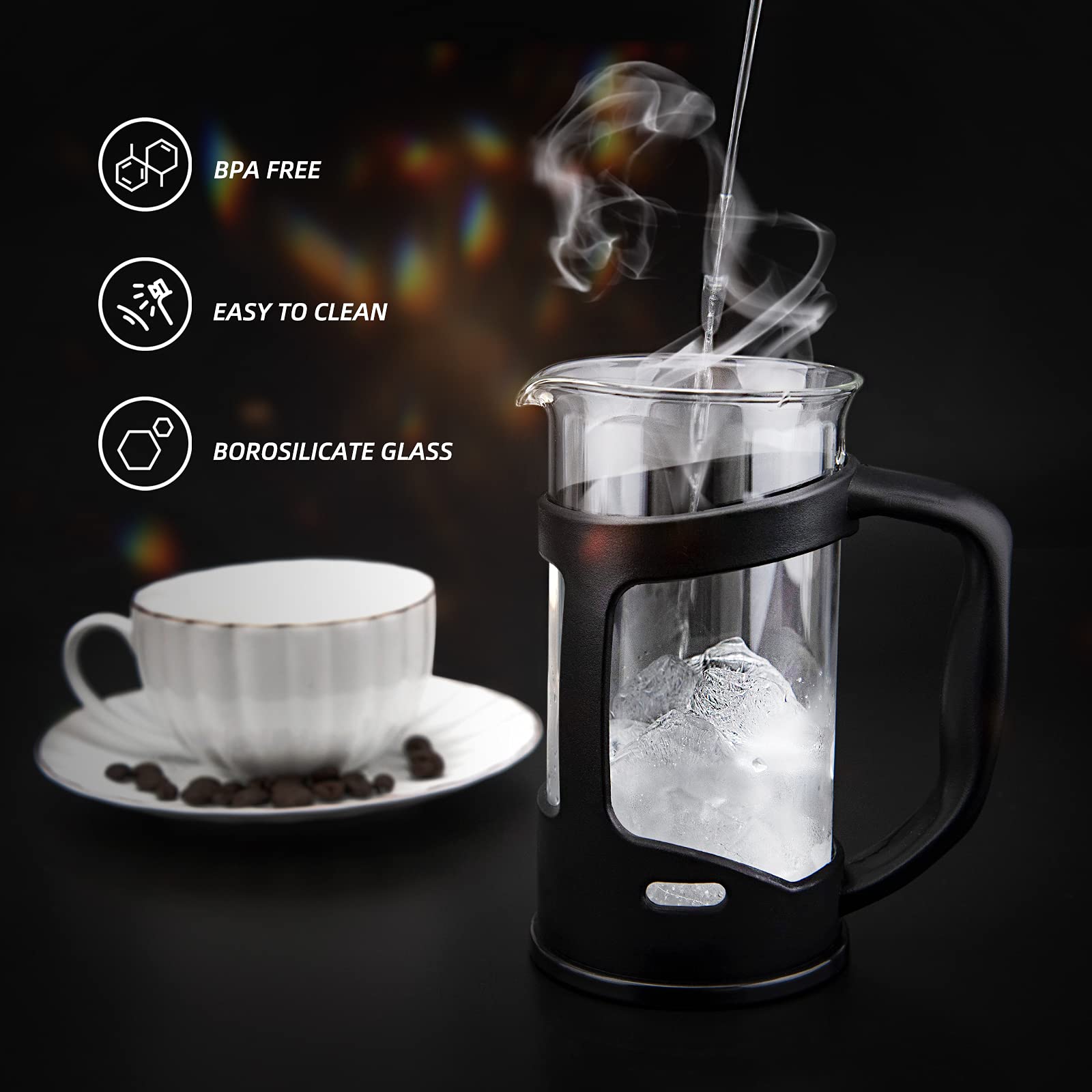 Rainbean Mini French Press Coffee Maker 1 Cups, 12Oz Coffee Press, Perfect For Coffee Lover Gifts Morning Coffee, Maximum Flavor