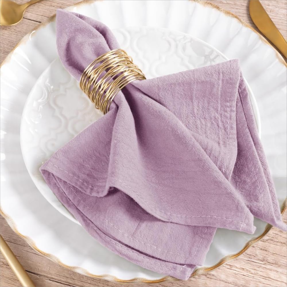 Mlmw Easter Napkins Cloth Set Of 8 Lavender Purple Spring Linen Cotton Dinner Napkins Cloth Bulk Washable 16''  16'' For Wedding