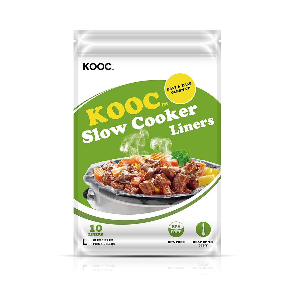 Kooc Disposable Slow Cooker Liners, 10 Count, 13X21In, Large Size, Fresh Locking Seal, Bpa Free