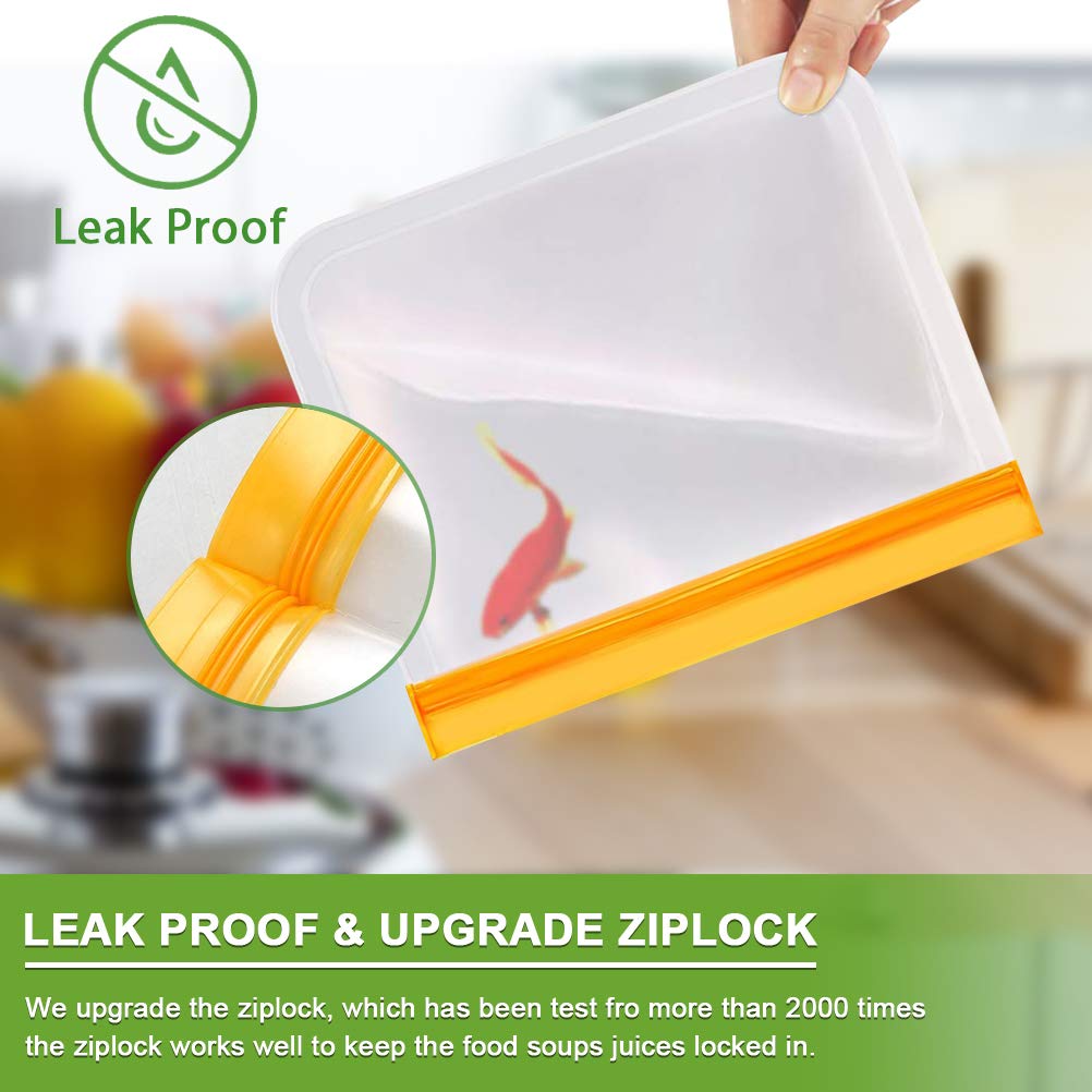 Ideatech Reusable Food Storage Bags Washable, 20Pack Reusable Freezer Bags, Bpa Free Reusable Ziplock Various Size, Plastic Free