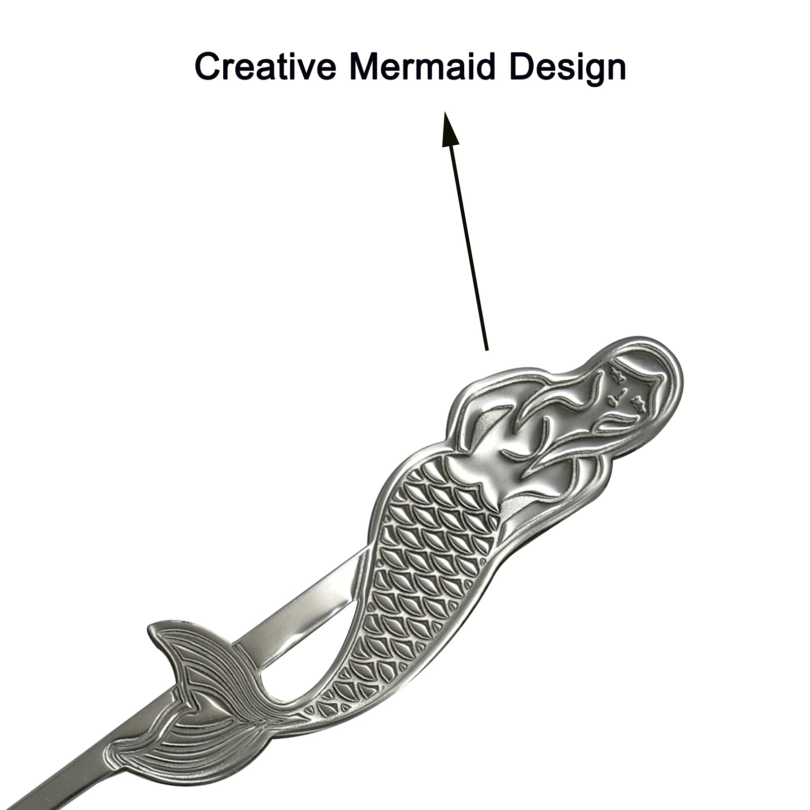 Maydahui 4Pcs Mermaid Spoon 18/10(304)Stainless Steel Fish Coffee Milkshake Spoons Tableware Kitchen Tools Design For Dessert Dr