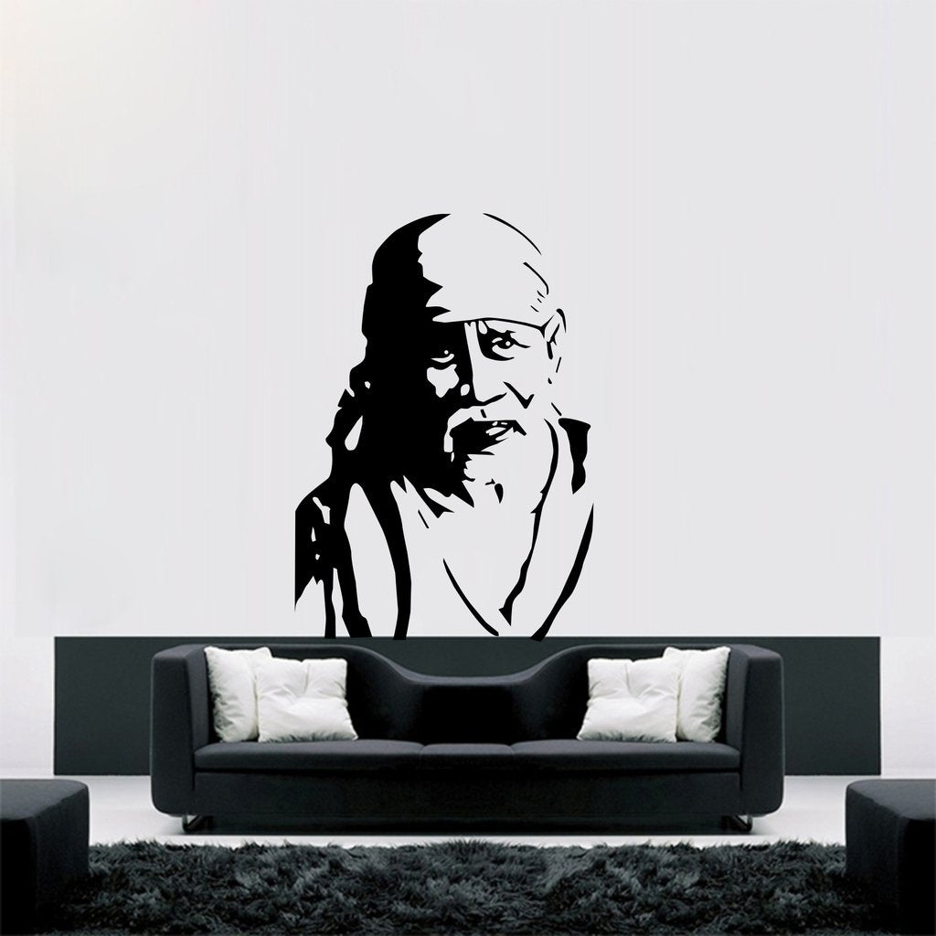 DECOR Kafe SAI Baba Decal Style Wall Stickers (PVC Vinyl, 56 cm 80 cm)