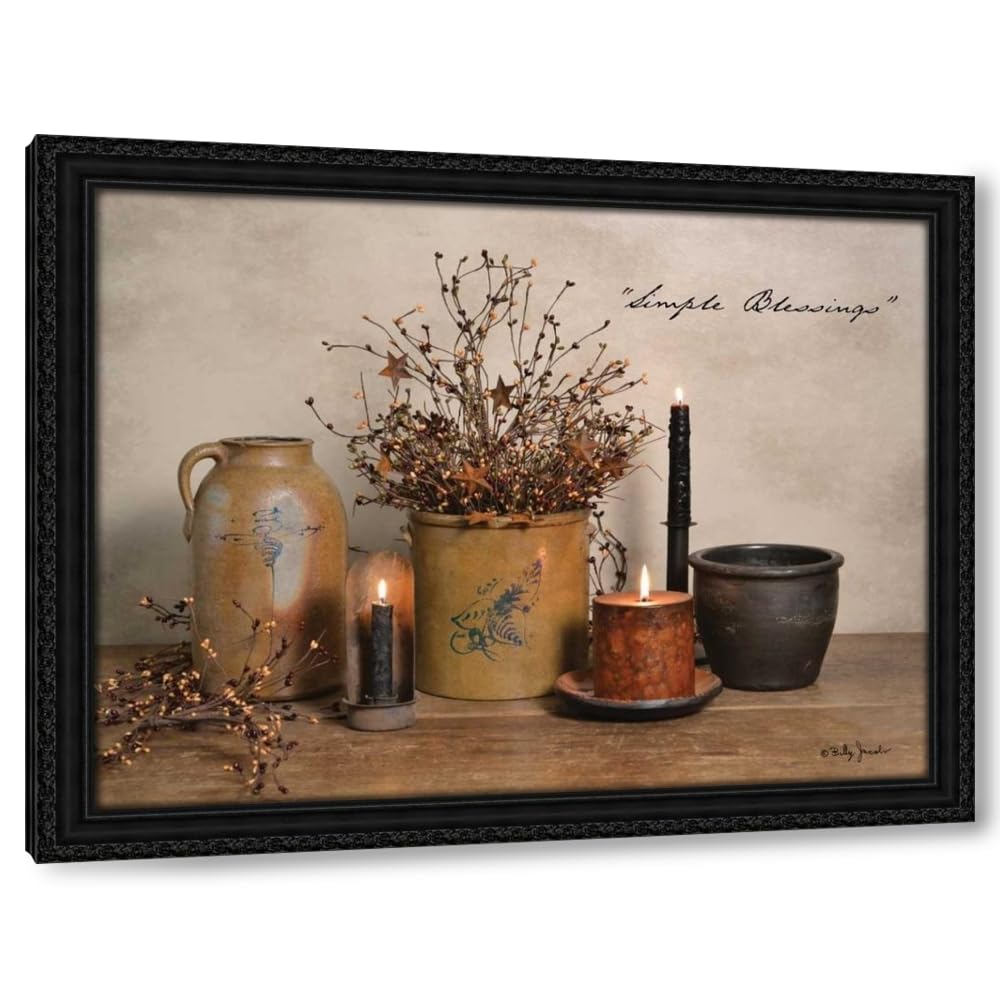 Jacobs, Billy 36X28 Black Ornate Framed Canvas Art Print Titled: Simple Blessings