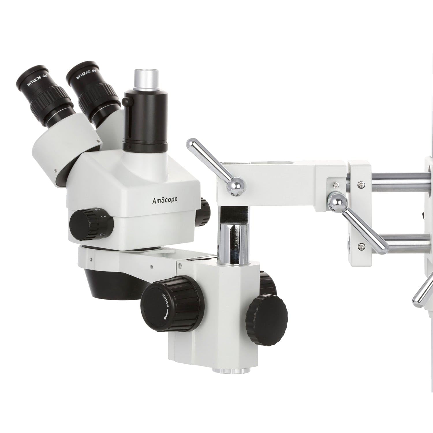 Amscope - 7X-45X Simul-Focal Stereo Zoom Microscope On Dual Arm Boom Stand  144-Led Ring Light - Sm-4Tp-144