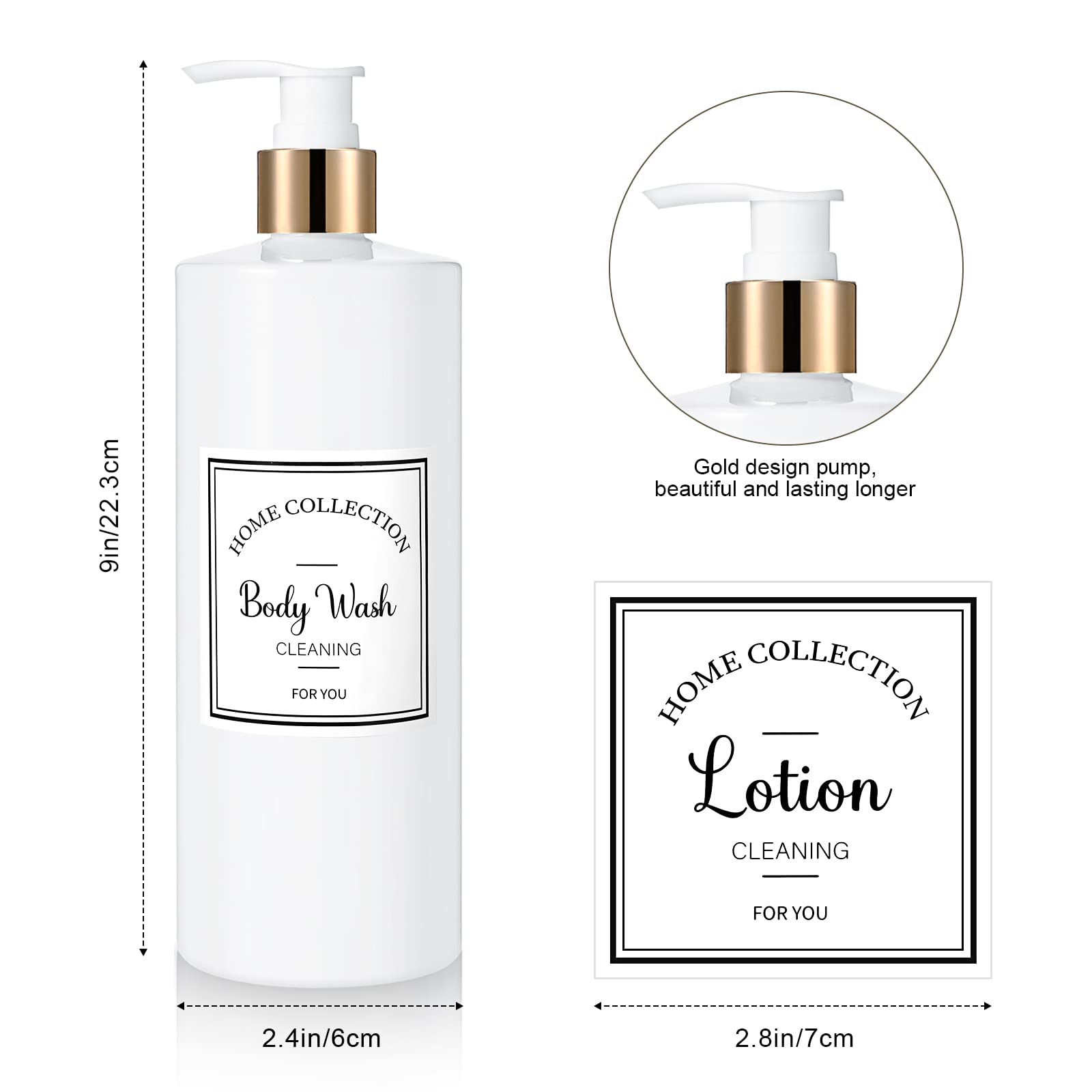 3 Pieces 16Oz Pump Bottle Set Shampoo And Conditioner Bottle Plastic Refillable Soap Dispenser Shower Dispenser With 6 Label Sti