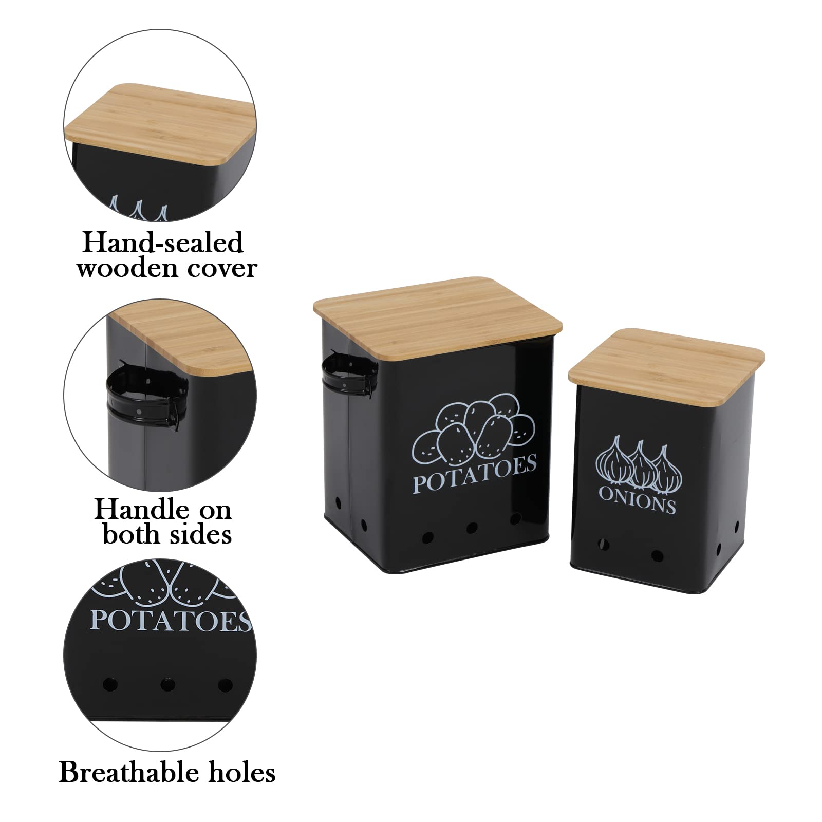 Xbopetda Potato Onion Storage Bin, Kitchen Storage Canister Set Of 2, Kitchen Pantry Organizer Tin - Vegetable Fresh Keeper With