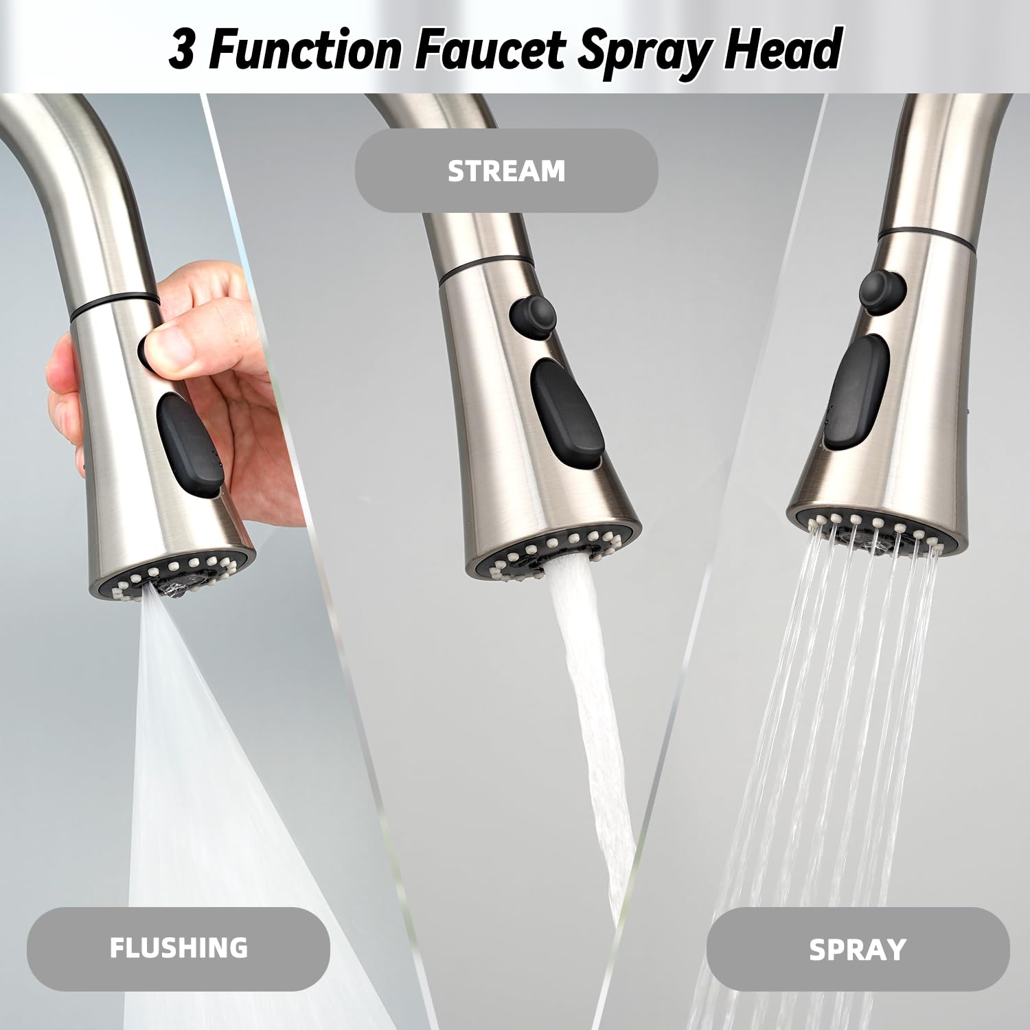 Pull Down Kitchen Faucet Sprayer Set Compatible With Moen Delta Kohler Faucet, Included 3 Function Sink Faucet Head Replacement,