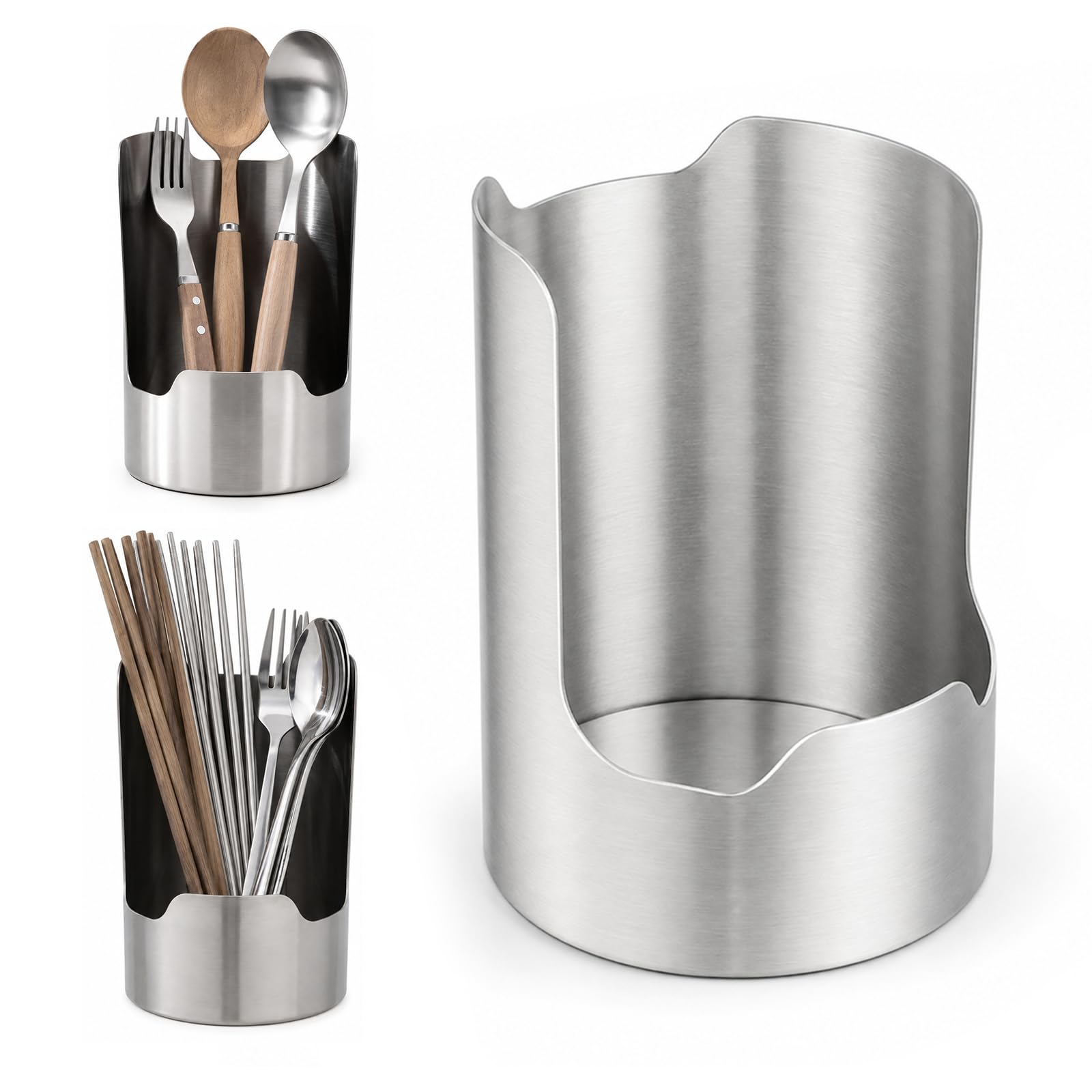 wyegey 2 In 1 Multifunctional Kitchen Utensil Holder, Heavy Duty Stainless Steel Pot Lid & Spoon Rack, Easy to Clean Multipurpo