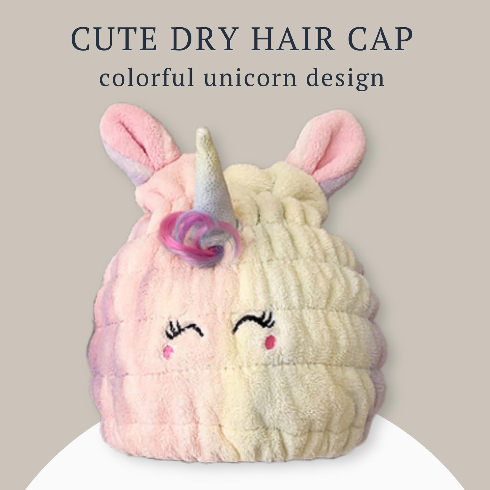LCBD Microfiber Hair Towel Wrap for Kids, Unicorn Dry Hair Cap Set with Hair Scrunchies, Soft Absorbent Quick Hair Drying Towel