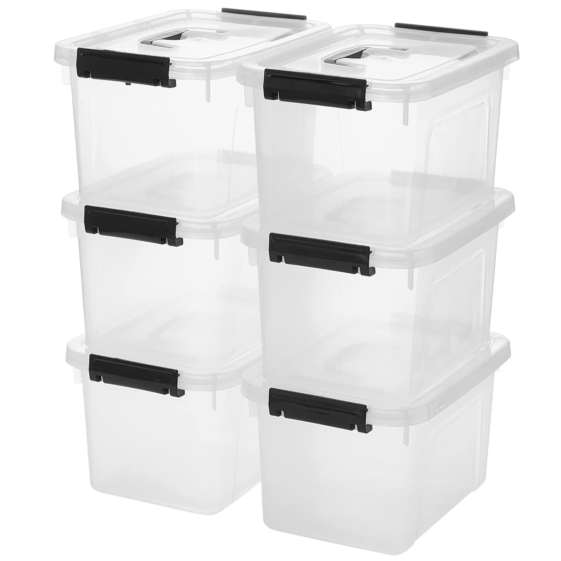 Jujiajia 6 Quart Clear Storage Latch Box/Bins, 6-Pack Plastic Container With Latches And Lid