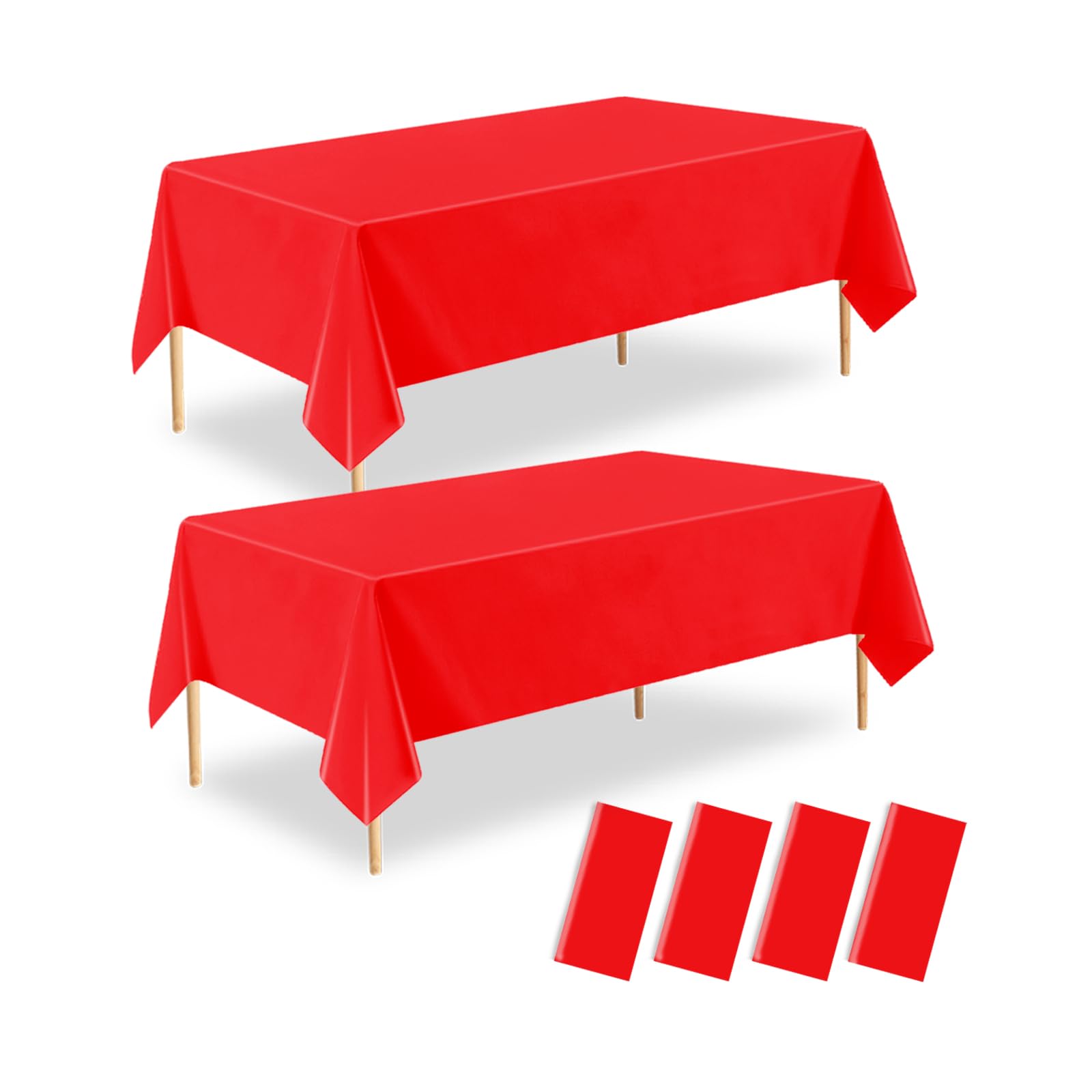 ZHIAXTON 4 Pack Red Plastic Tablecloth, 54 X 108 Inch Disposable Rectangular Table Cloth for Birthday, Wedding, Christmas Decora