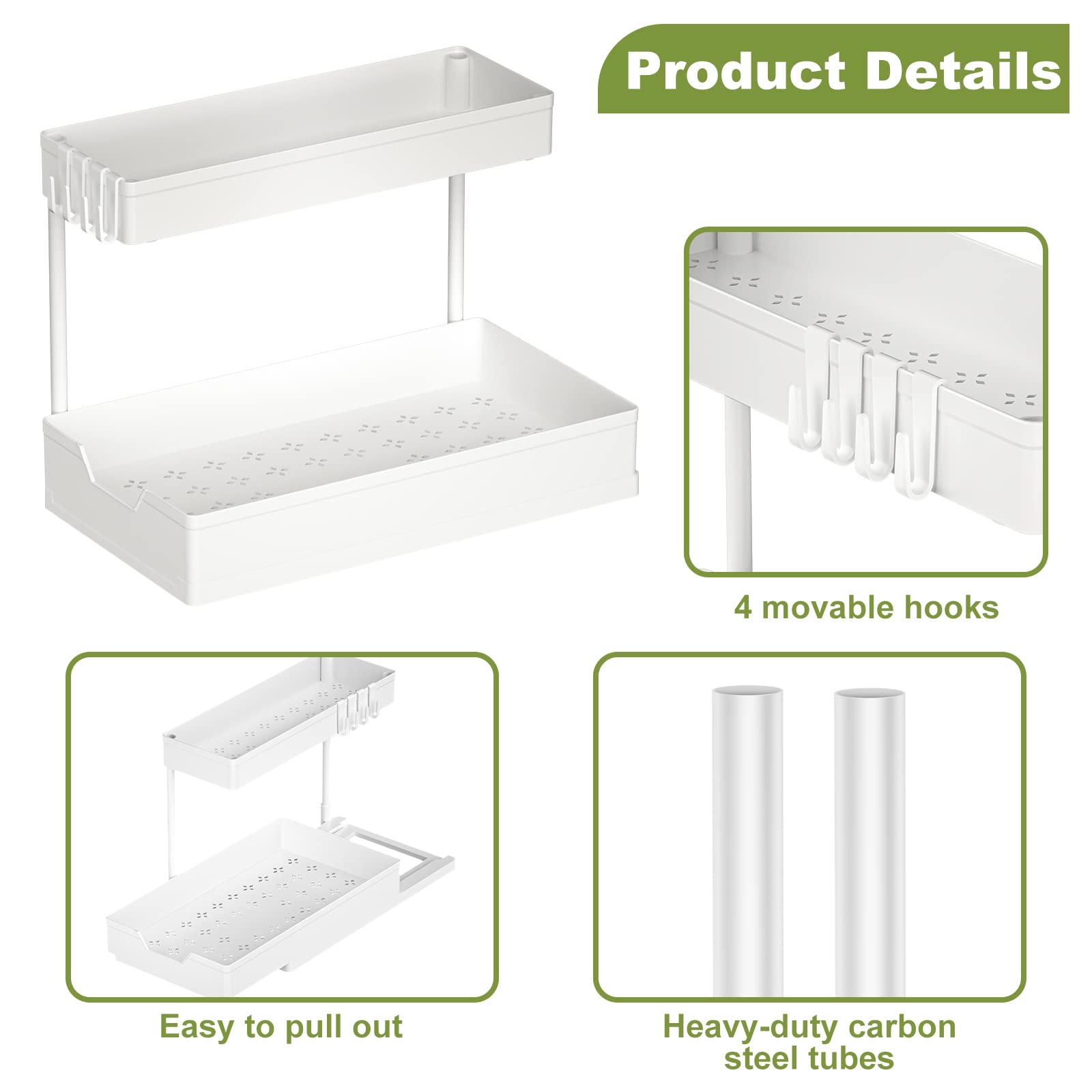 Minimalist Studio Under Sink Organizers And Storage, L-Shape Kitchen Bathroom Organization, 2-Tier Sliding Storage Under Bathroo