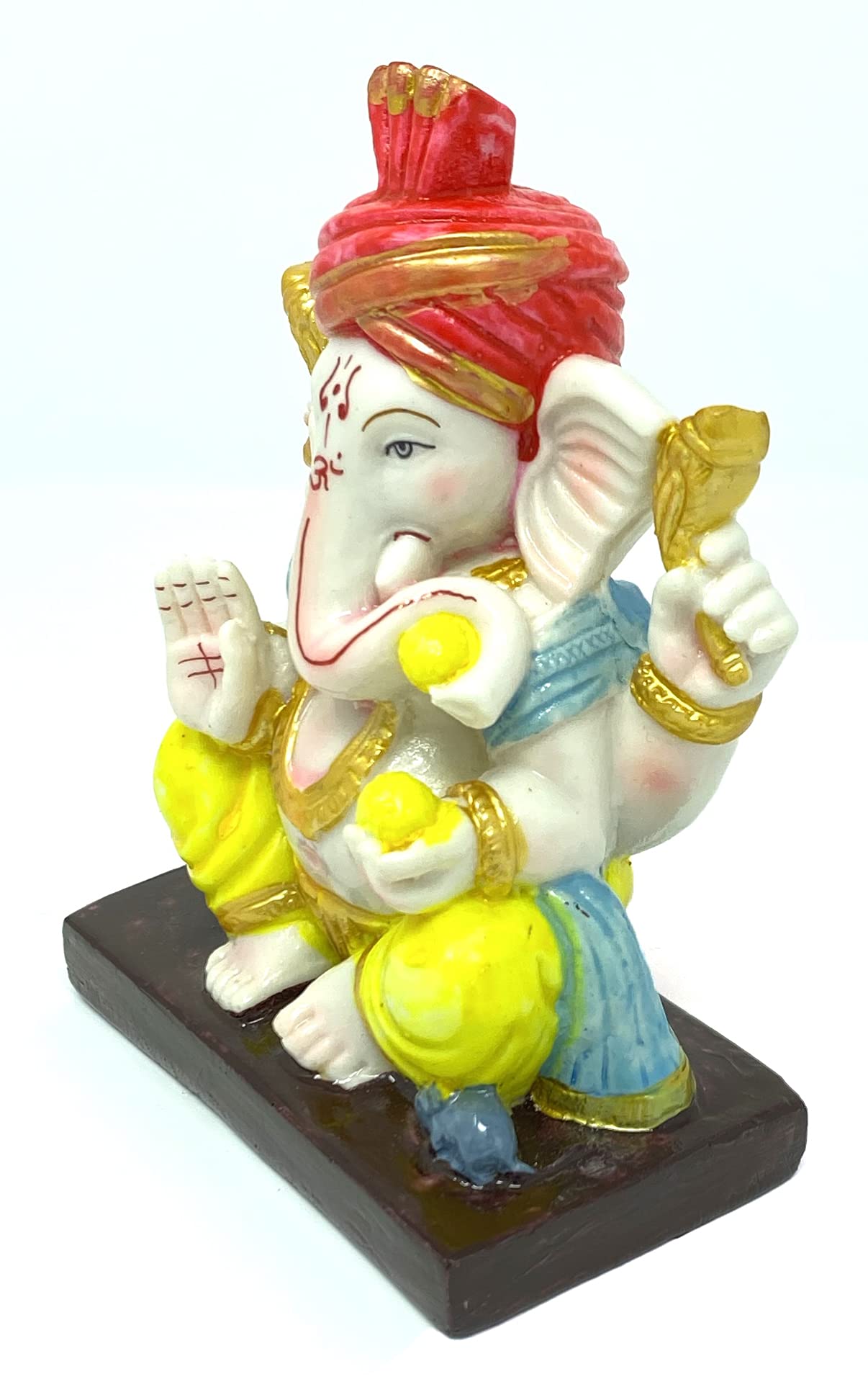 Mahant Ji Pure Siddha Polystone Marble Ganesha Idol Or Ganesh Ji Ki Murti Left Side Trunk With Gangajal And Chandan From Kashi (