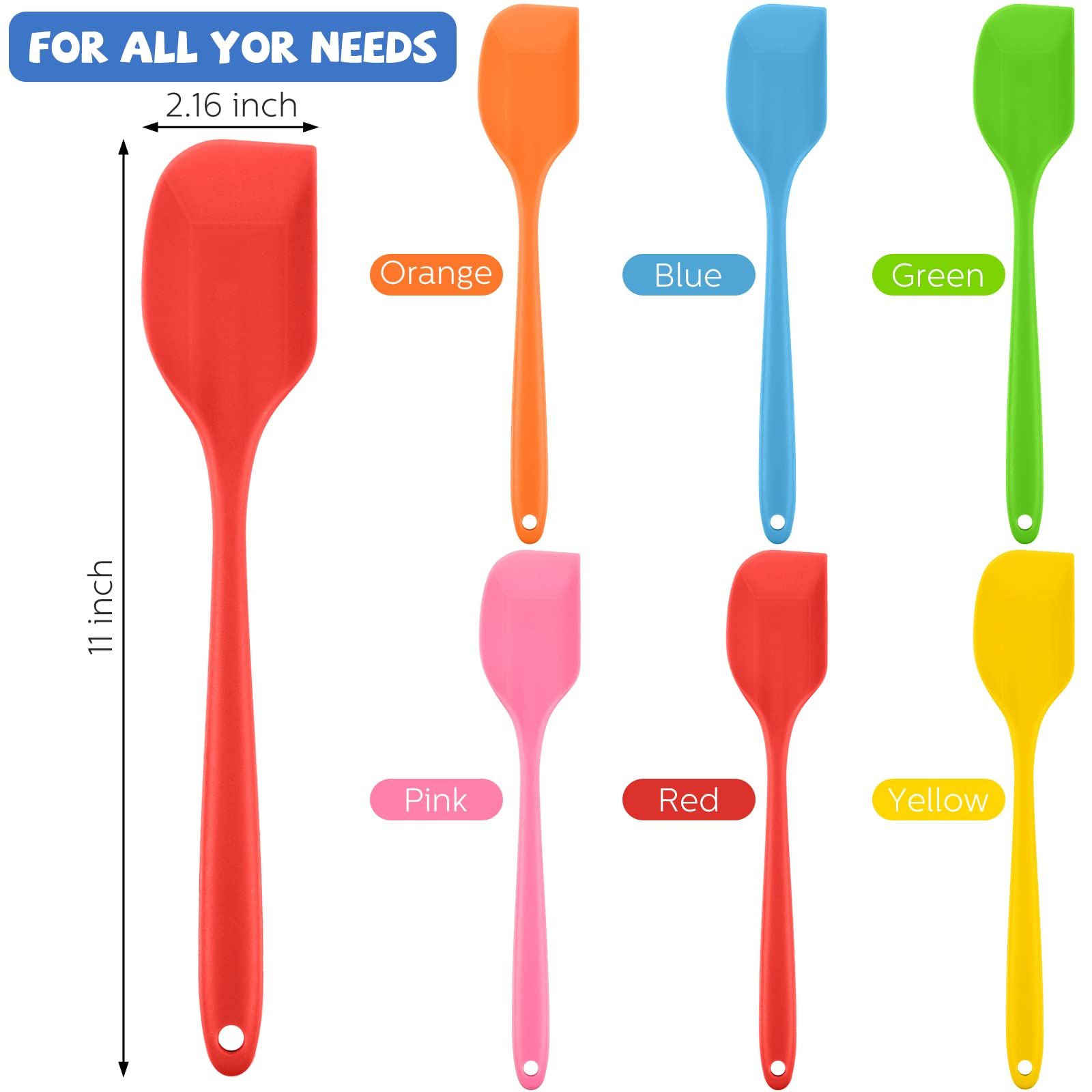 16 Pieces Silicone Spatulas 11 Inch Heat-Resistant Spatulas Non-Stick Rubber Spatulas Flexible Scrapers Baking Mixing Tool Cookw