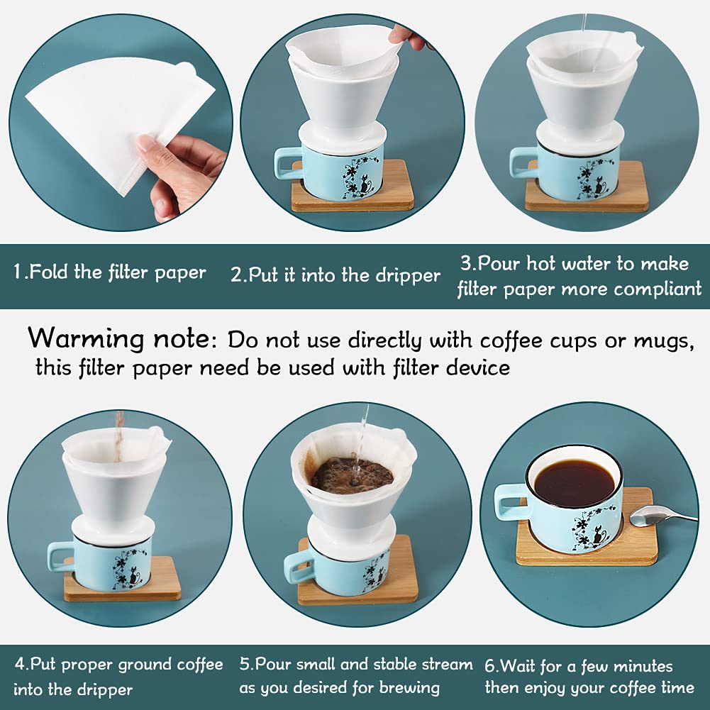 YQL V60 Coffee Filter Size02 200 Count Natural White Disposable Coffee Filters Paper Fit for Drip Coffee Dripper(2-6Cup)