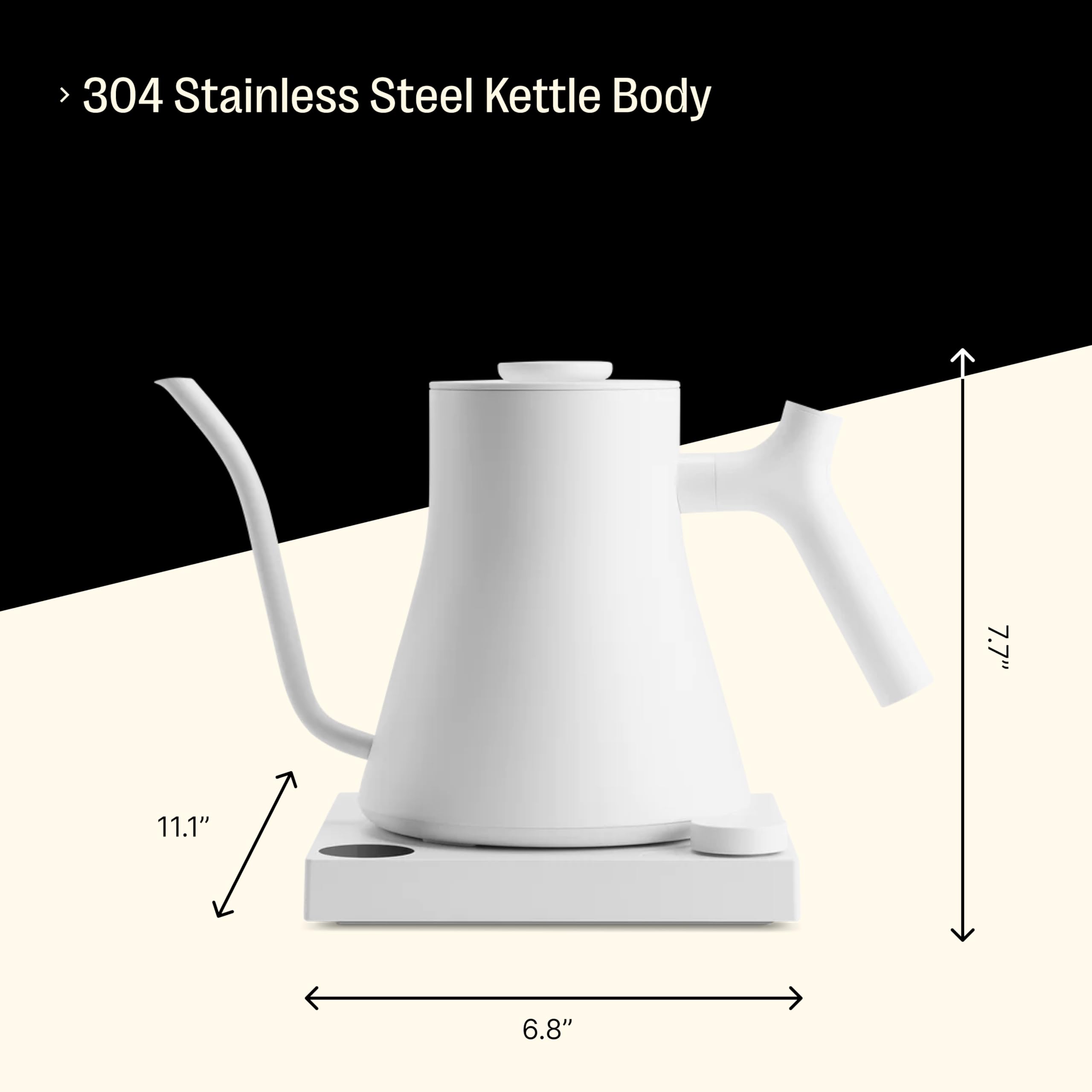 Fellow Stagg Ekg Pro Electric Gooseneck Kettle - Pour-Over Coffee And Tea Pot, Stainless Steel, Quick Heating, Matte White, 0.9