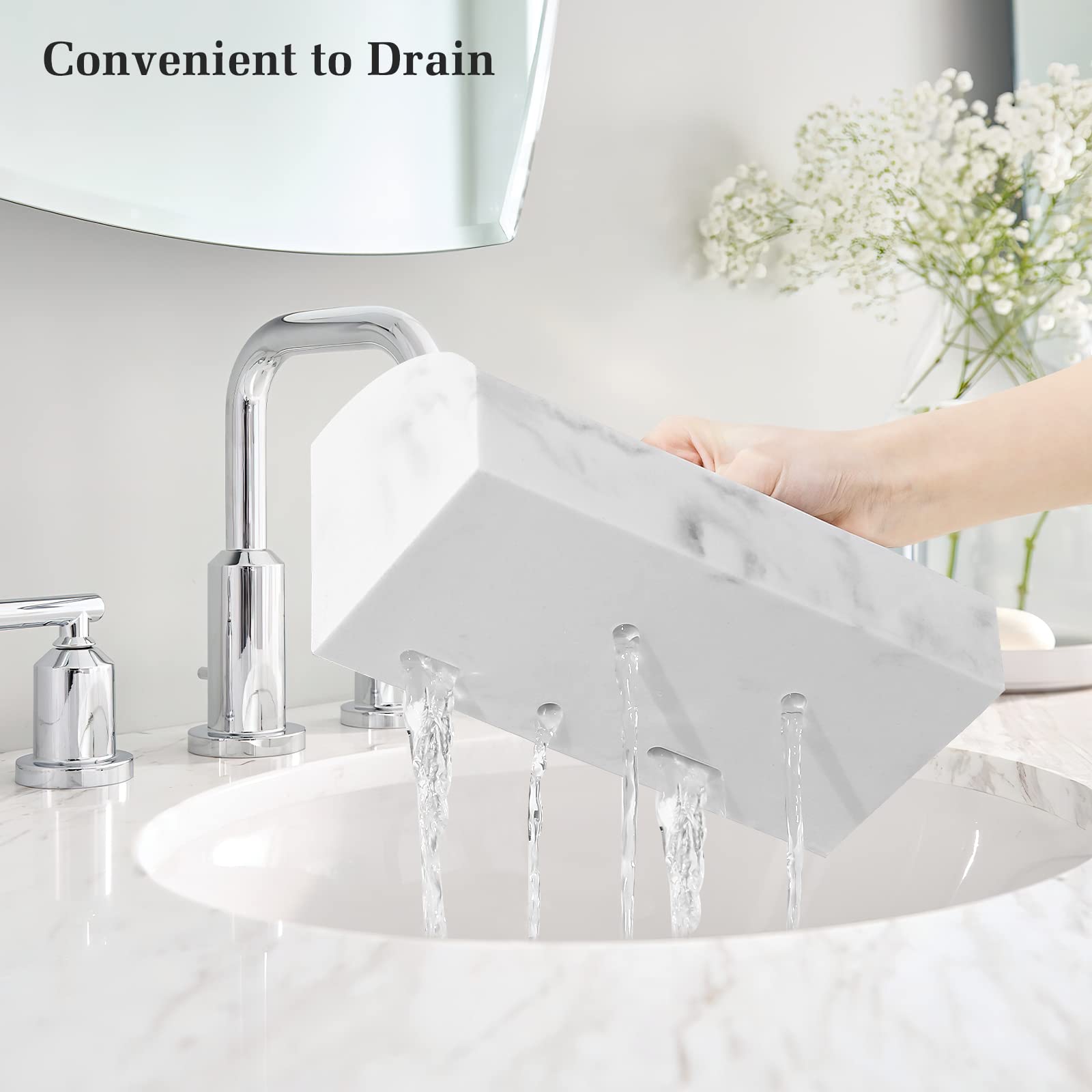 Luxspire Toothbrush Holder for Bathroom  Bathroom Organizer Countertop 5 Slot  Large Marble Bathroom Accessories Vanity Organizer for Electric Toothbrush Toothpaste Razor Lotion  Gravel White