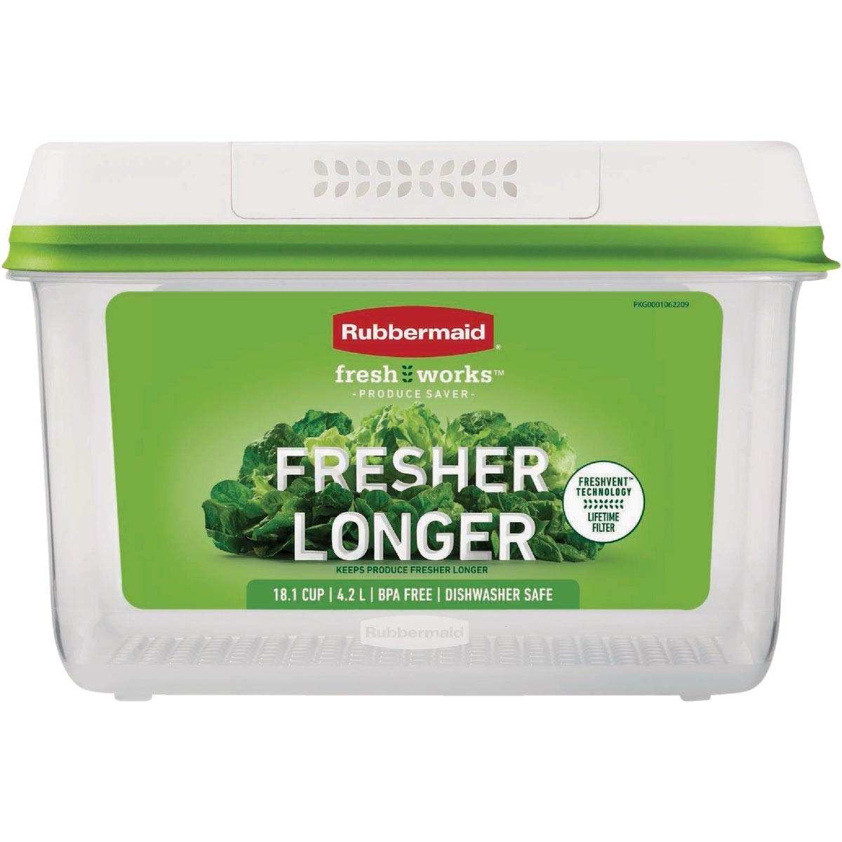 Rubbermaid Freshworks Saver, Large Produce Storage Container, 18.1-Cup, Clear