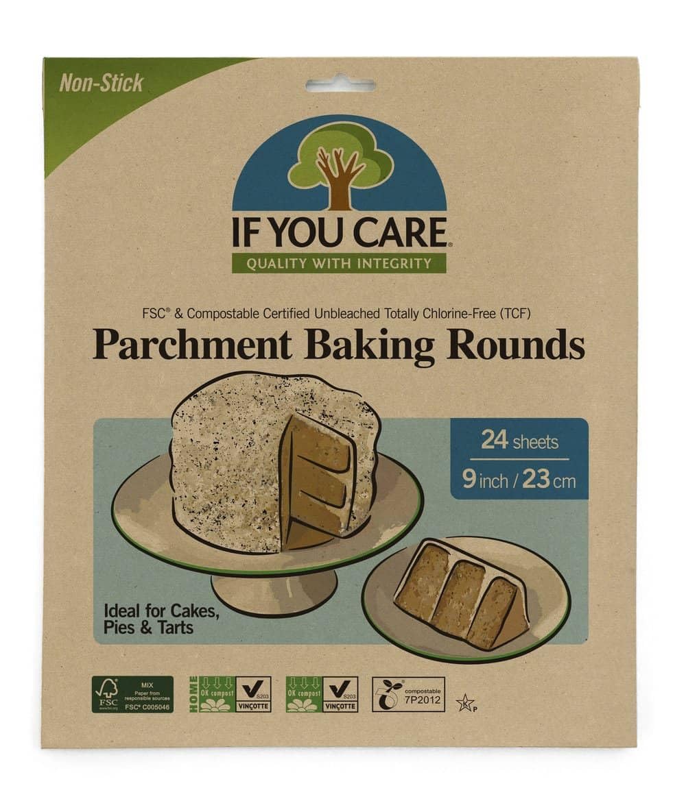 If You Care Parchment Paper Rounds For Baking Cakes, Pies, Tarts - Pack Of 24 Circle Liners - Unbleached, Chlorine Free, Greasep