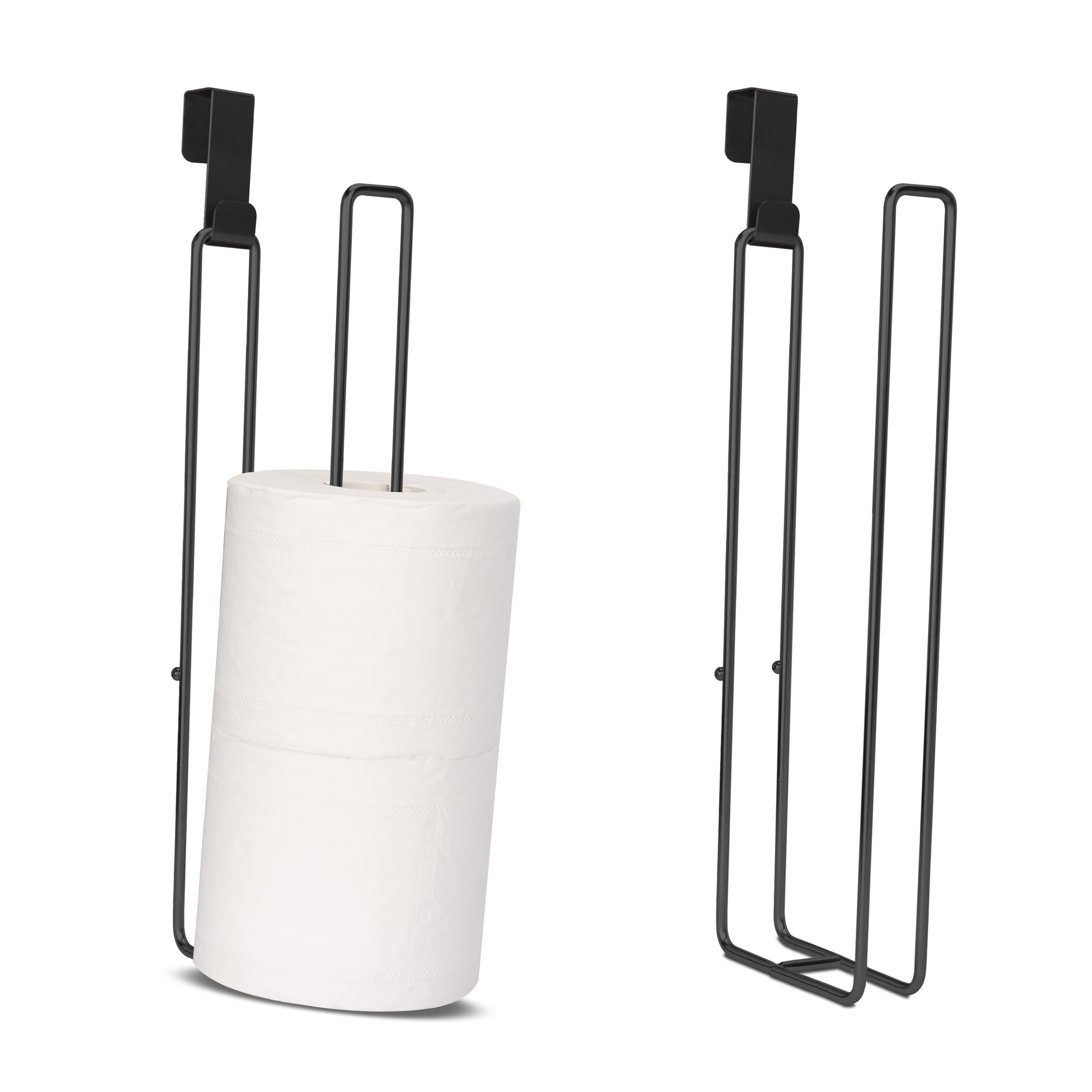 Black Toilet Paper Holder, Bathroom Toilet Paper Roll Holder With Reserve, Over The Tank Toilet Paper Holder With Storage, Bathr