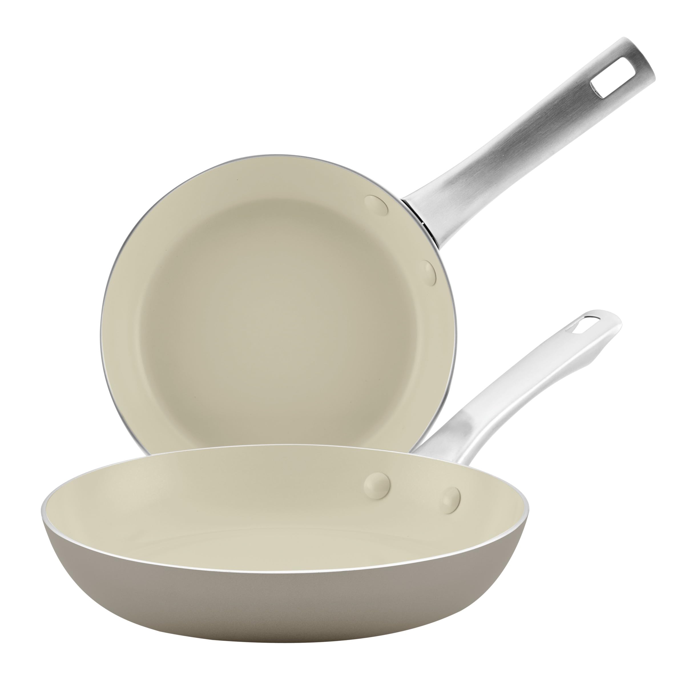 Farberware Vibrance Ceramic Nonstick Frying Pans/Skillet Set with Stainless Steel Handle, Dishwasher Safe, 8 Inch and 10 Inch Op