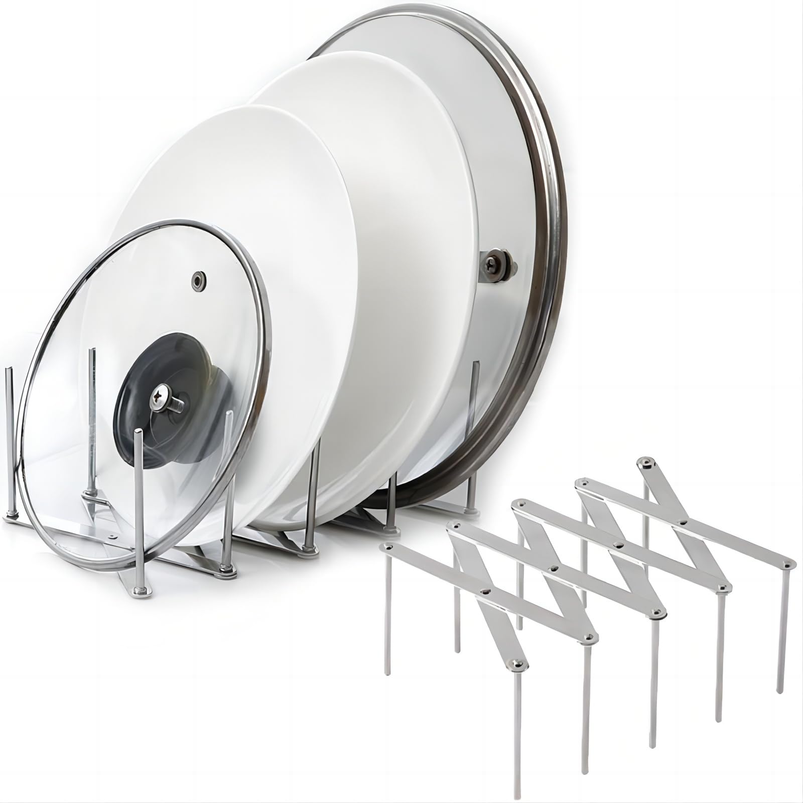Greatlink Adjustable Pot Lid Organizers, Dish Rack To Store Houseware, Plate Rack While Cooking, Kitchen Cabinet Pantry Pan And