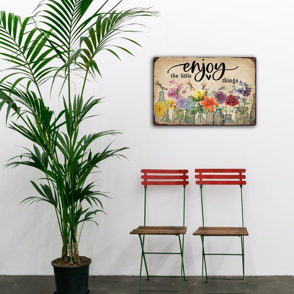 Ykfss Funny Garden Signs Outdoor Wall Decor For Patio Metal Signs For Outside Porch Tin Signs Enjoy The Little Things Sign Garde