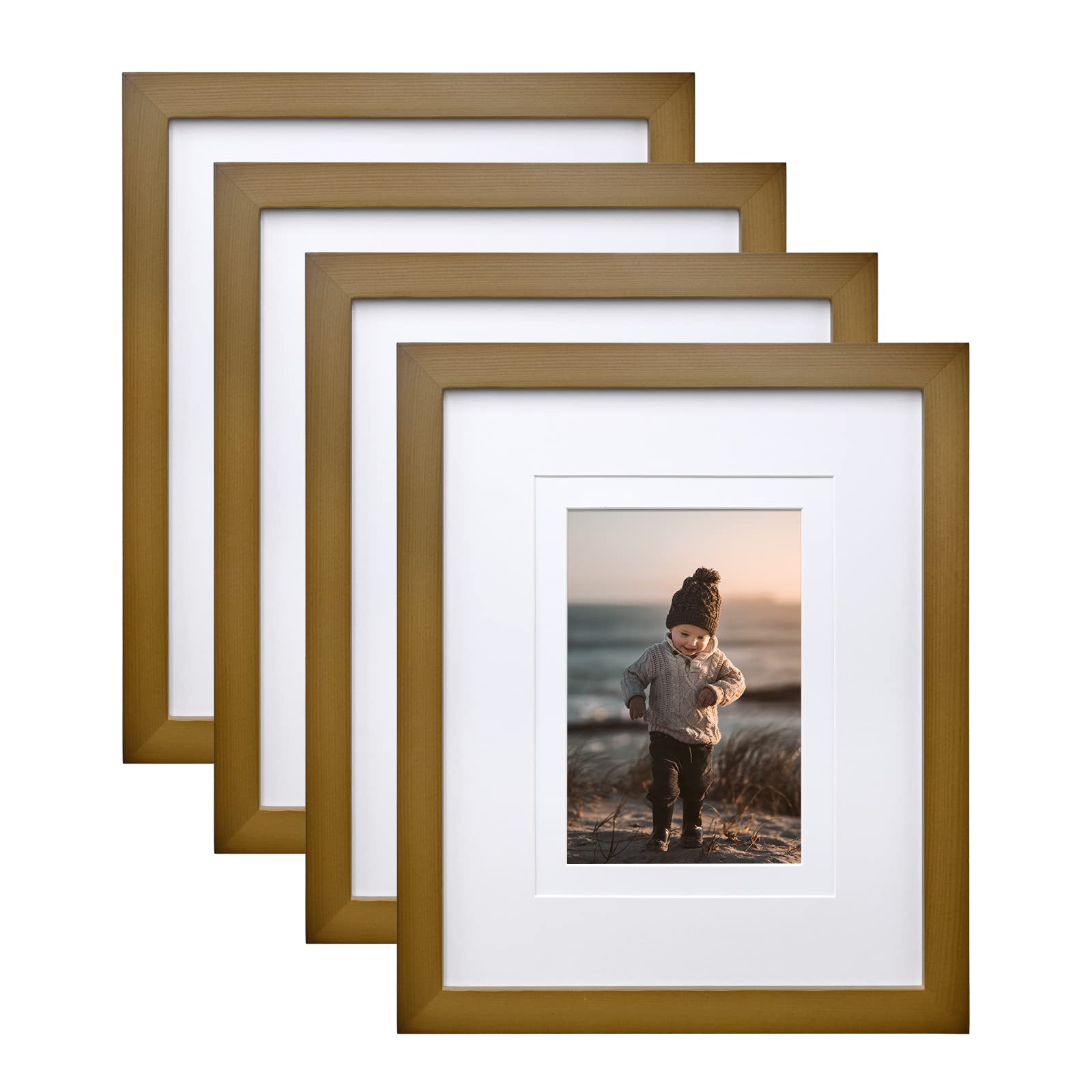 KINLINK 8x10 Picture Frames Brown - Wood Frames with Acrylic Plexiglass for Pictures 4x6/5x7 with Mat or 8x10 without Mat, Table