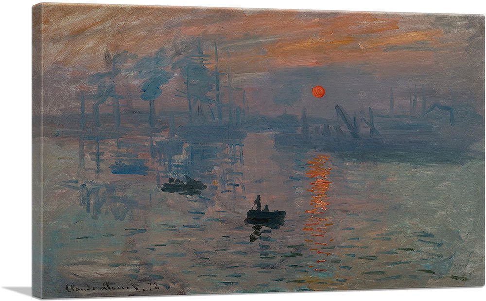 Artcanvas Impression Sunrise Canvas Art Print Stretched Framed Painting Picture Poster Giclee Wall Decor By Claude Monet - 18''