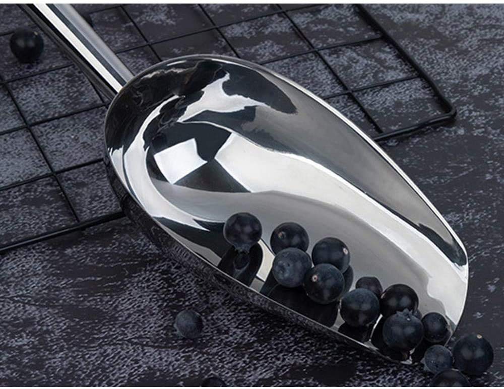 Kenbutsu Ice Scoop 8Oz, 9.9 Inch Small Stainless Steel Metal Food Scoops For Kitchen Bar Party Wedding, Superb Mirror Polish Sur