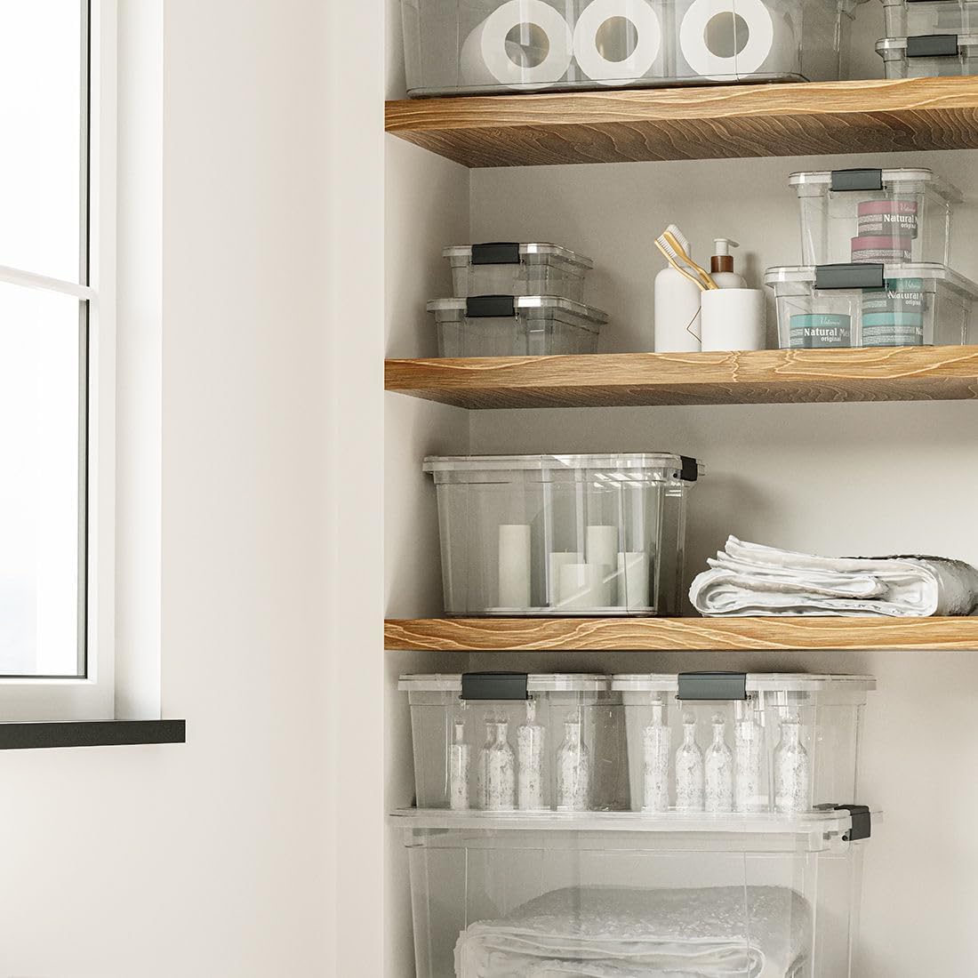 Superio Clear Storage Boxes With Lids, 4.5 Quart Plastic Container Bins For Organizing, Stackable Crates, Bpa Free, Non Toxic, O
