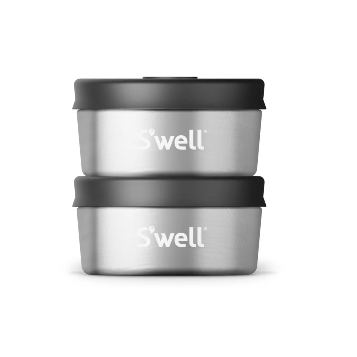 S'Well Stainless Steel Condiment Container Set Of Two, 2Oz, Black, Single Walled Durable Construction, Leakproof Silicone Lids,