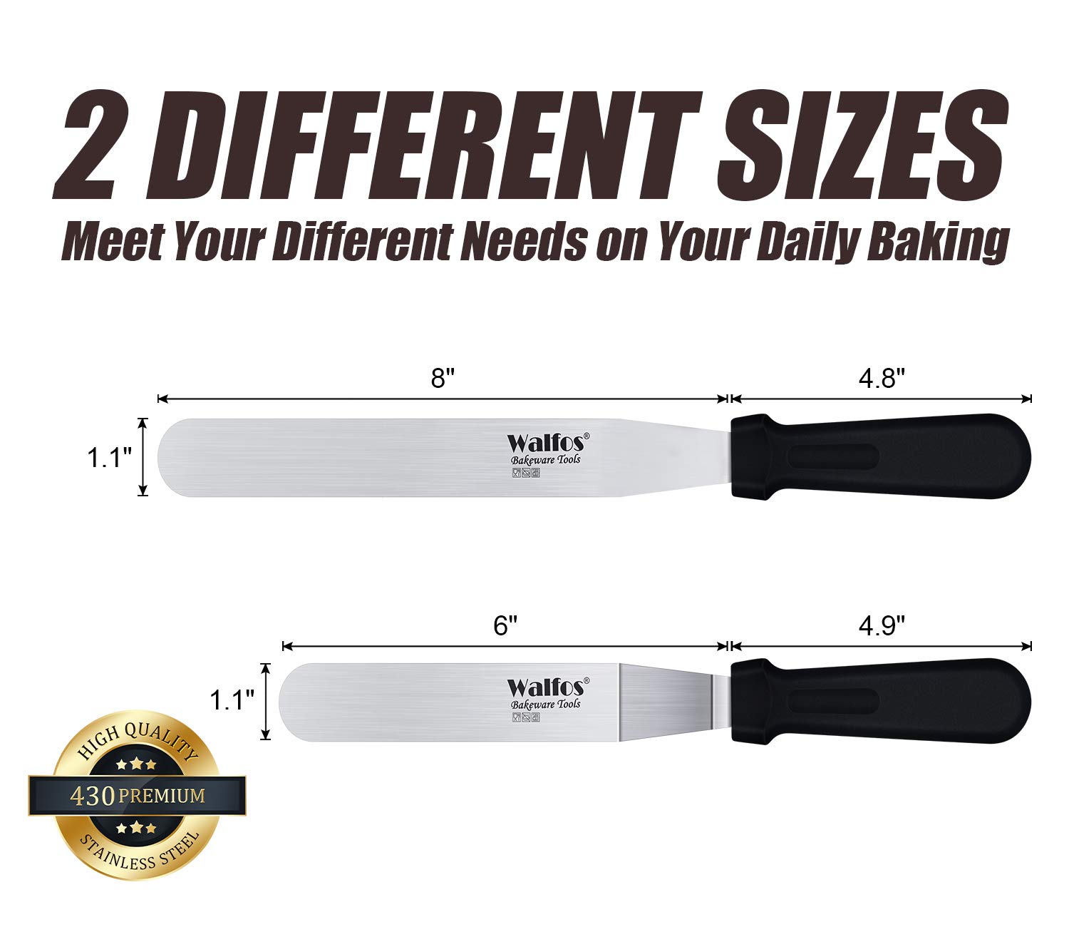 Walfos Icing Spatula, Stainless Steel Cake Spatula With Sturdy And Durable Handle Cake Decorating Spatula - Multi Purpose Use Fo