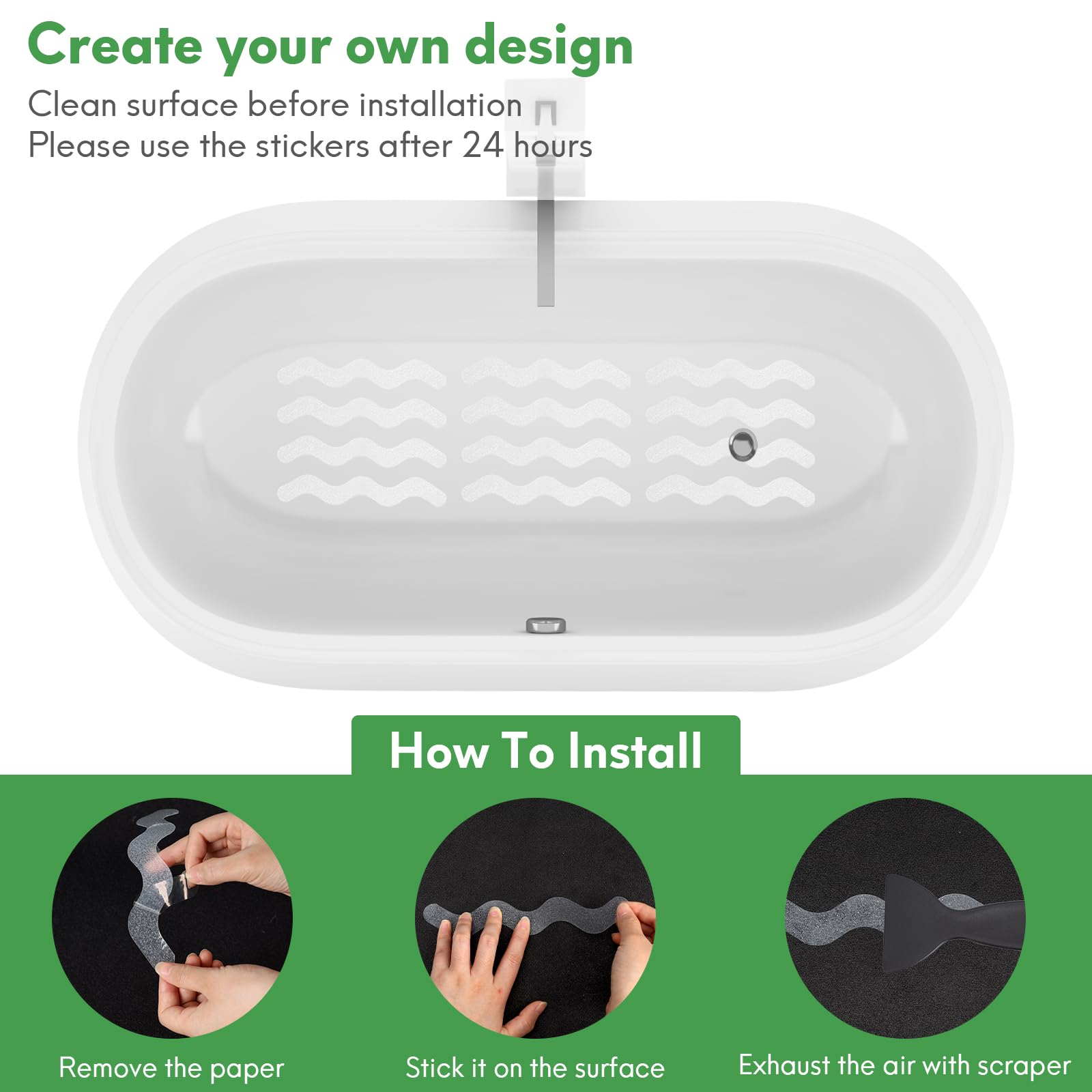 36 Pcs Bathtub Non Slip Stickers, Anti Slip Shower Stickers, Shower Non Slip Stickers With Scraper For Bath Tub, Shower Floor, S