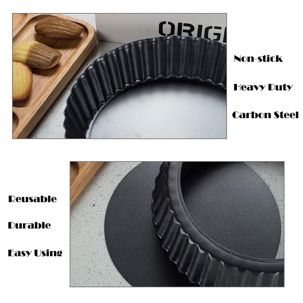Webake 9.5 Inch Tart Pan Heavy Duty Quiche Pan Removable Bottom Nonstick Deep Baking Dish Pie Plate Pie Mold