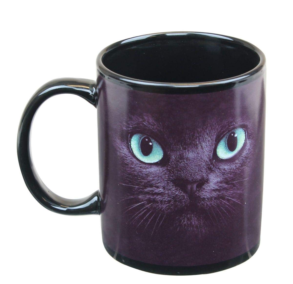 JUST FUNKY Black Cat With Green Eyes 11oz Coffee Mug