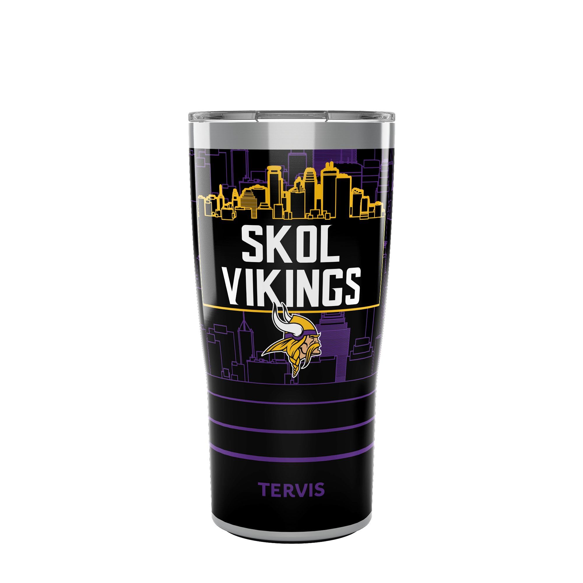 Tervis Traveler NFL Minnesota Vikings  Skol Vikings Slogan Triple Insulated Tumbler Travel Cup Keeps Drinks Cold & Hot, 20oz, S