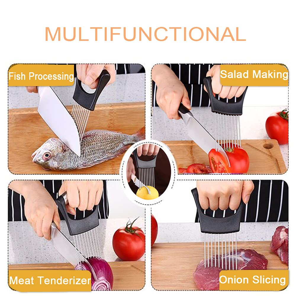 Esinam Onion Slicer Holder, Premium Vegetable Slicer Cutter For Potato And Tomato, Sharp Stainless Steel Food Slicer Assistant T