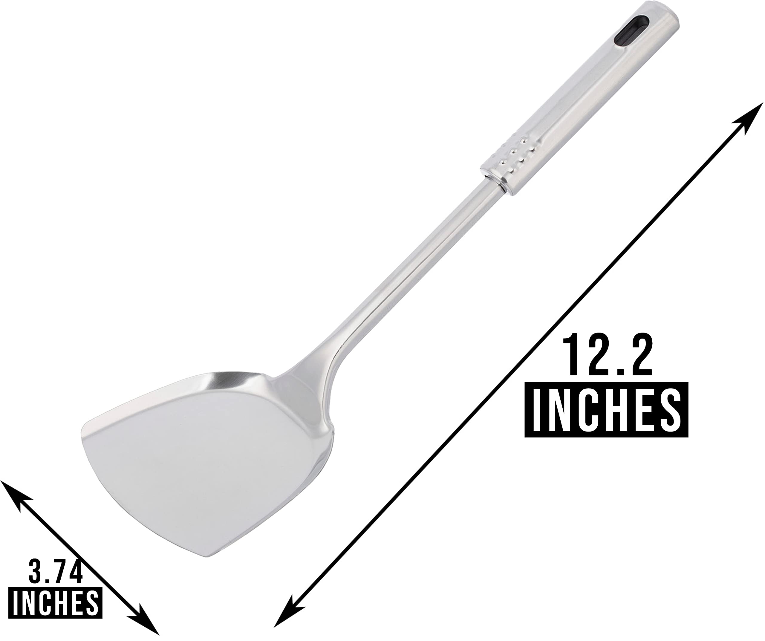 Metal Wok Spatula Turner - Pack Of 2 - Stainless Steel Cooking Spatulas - Commercial Pancake And Omelette Spatula